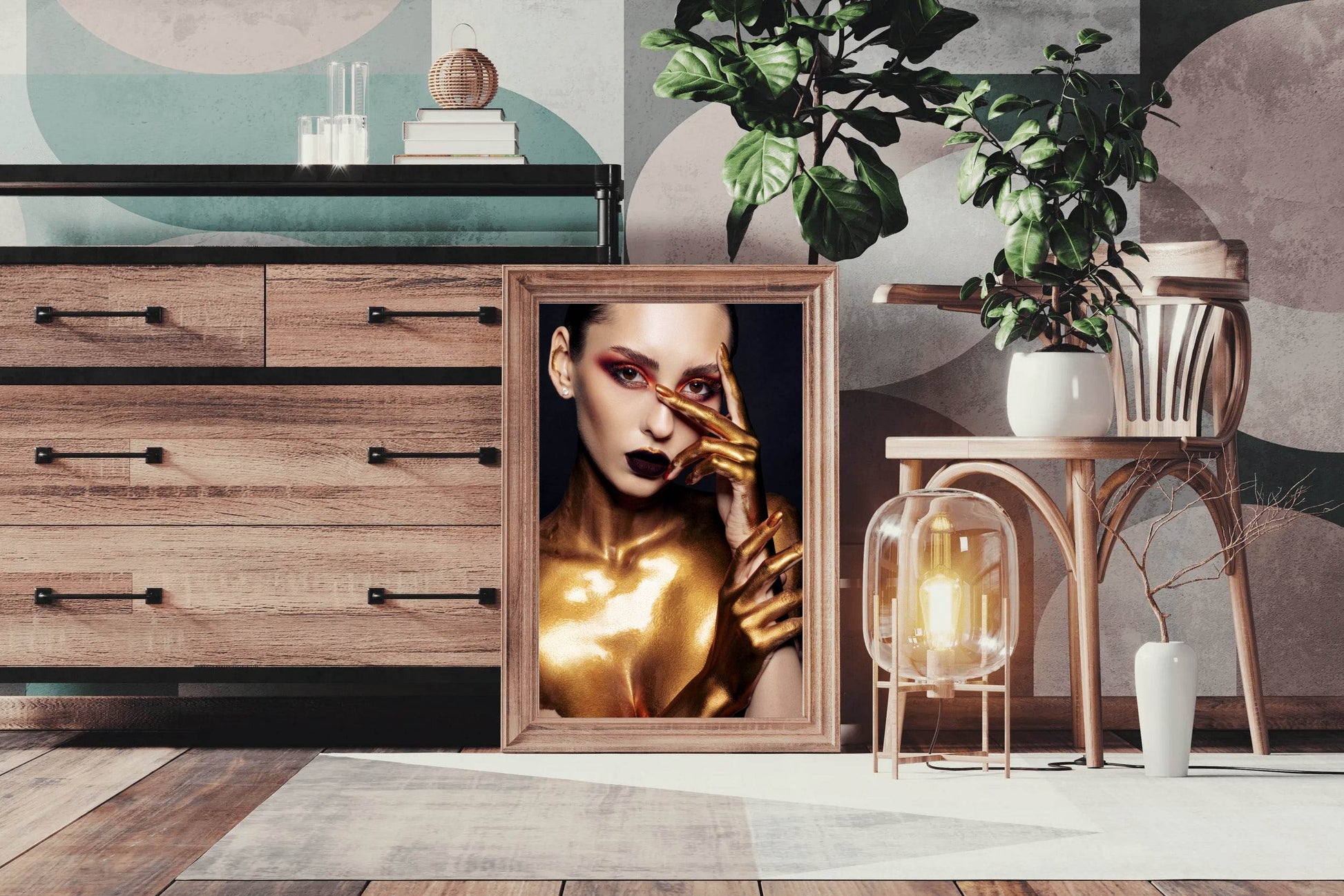 Golden Bust Of A Woman Wall Art - beink online art store