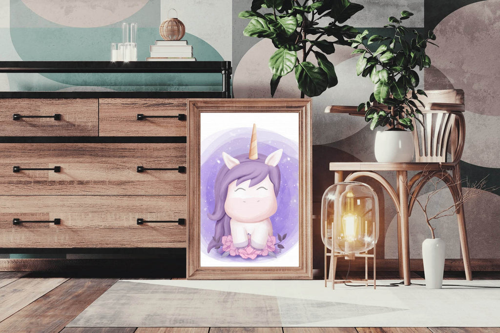 Watercolor Baby Unicorn Sweet Portrait - beink online art store