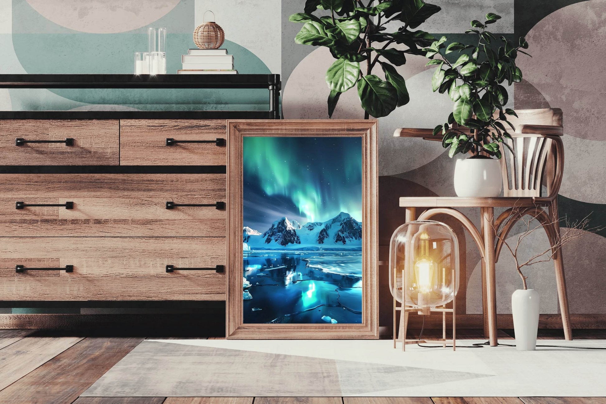 Northern Lights Over Antarctic Peaks wall Art - beink online art store