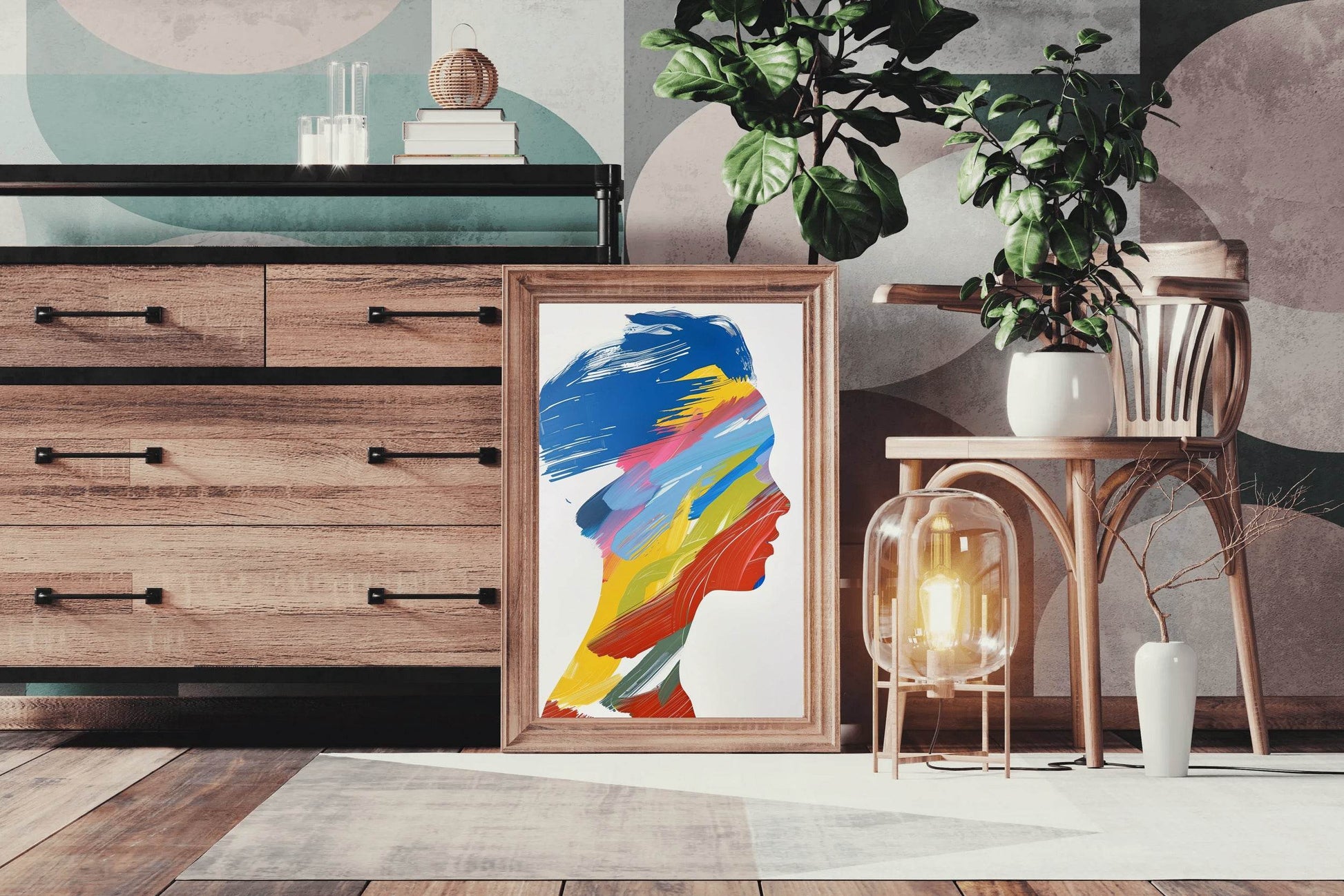 Color Portrait Of A Human Head Wall Art - beink online art store