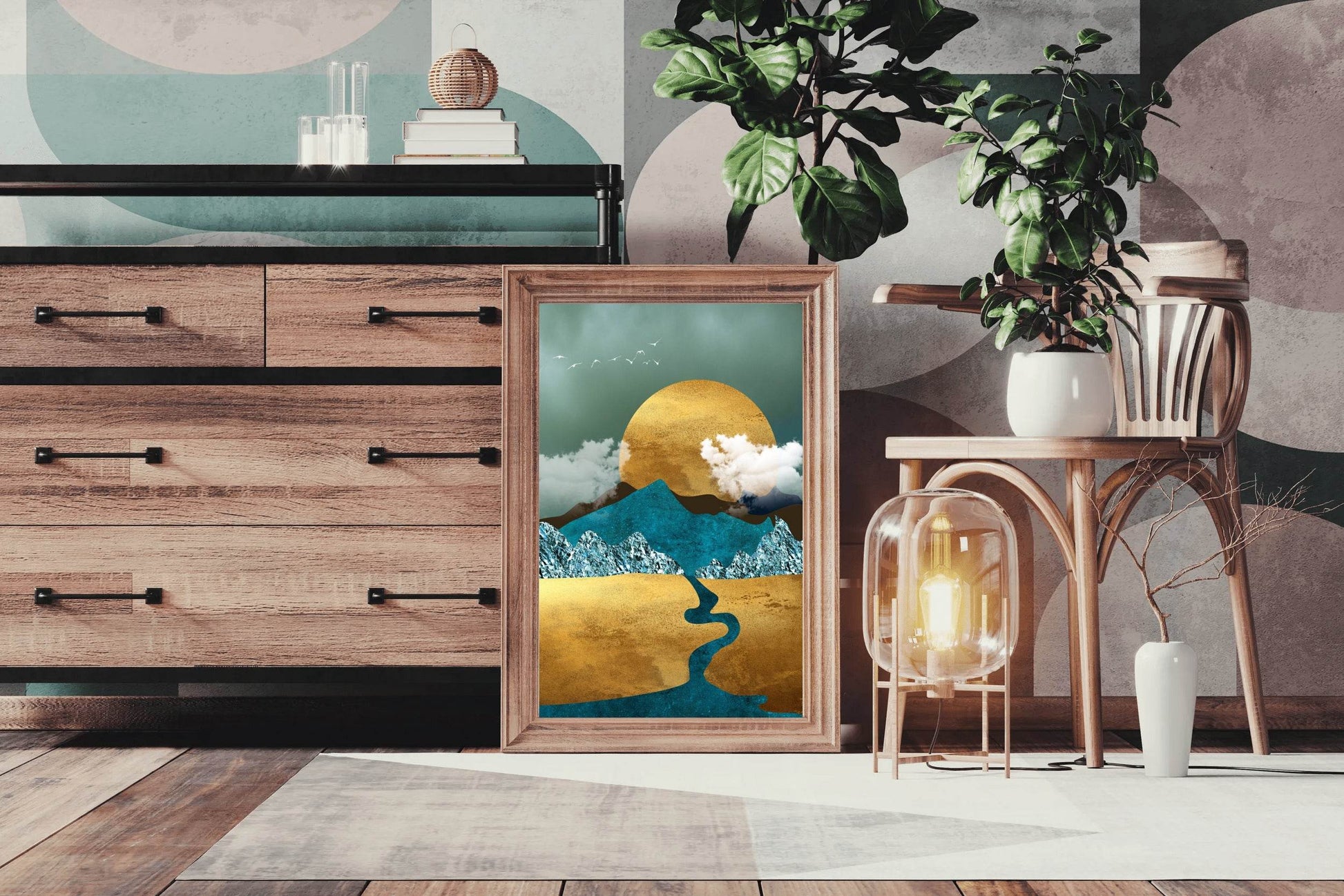 Wanderlust Golden Path Modern Wall Art - beink online art store