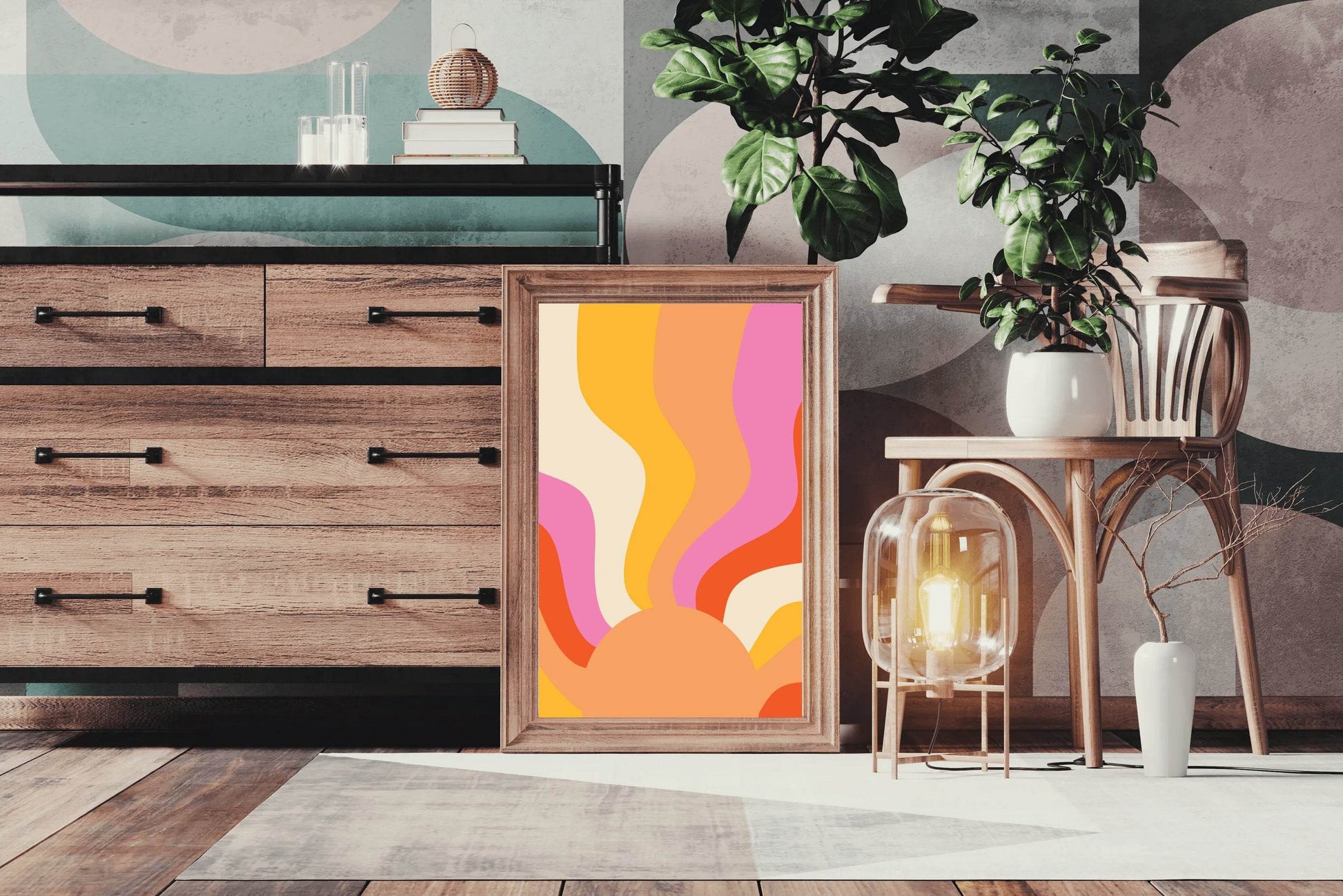 Watercolor Painting of Sun Rays Wall Art - beink online art store