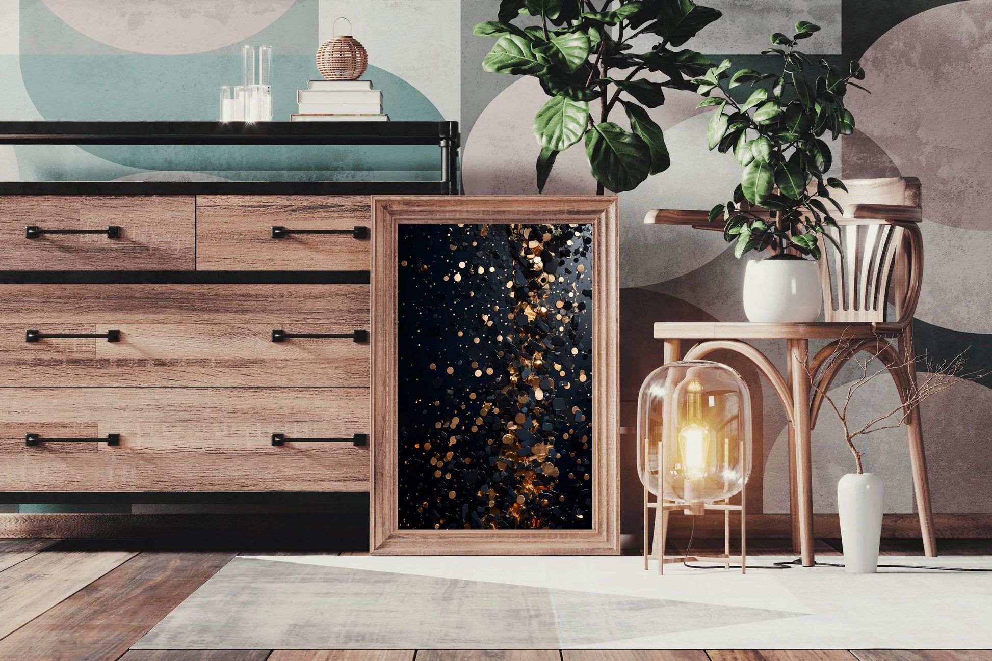 Closeup of goldpainted black surface - beink online art store