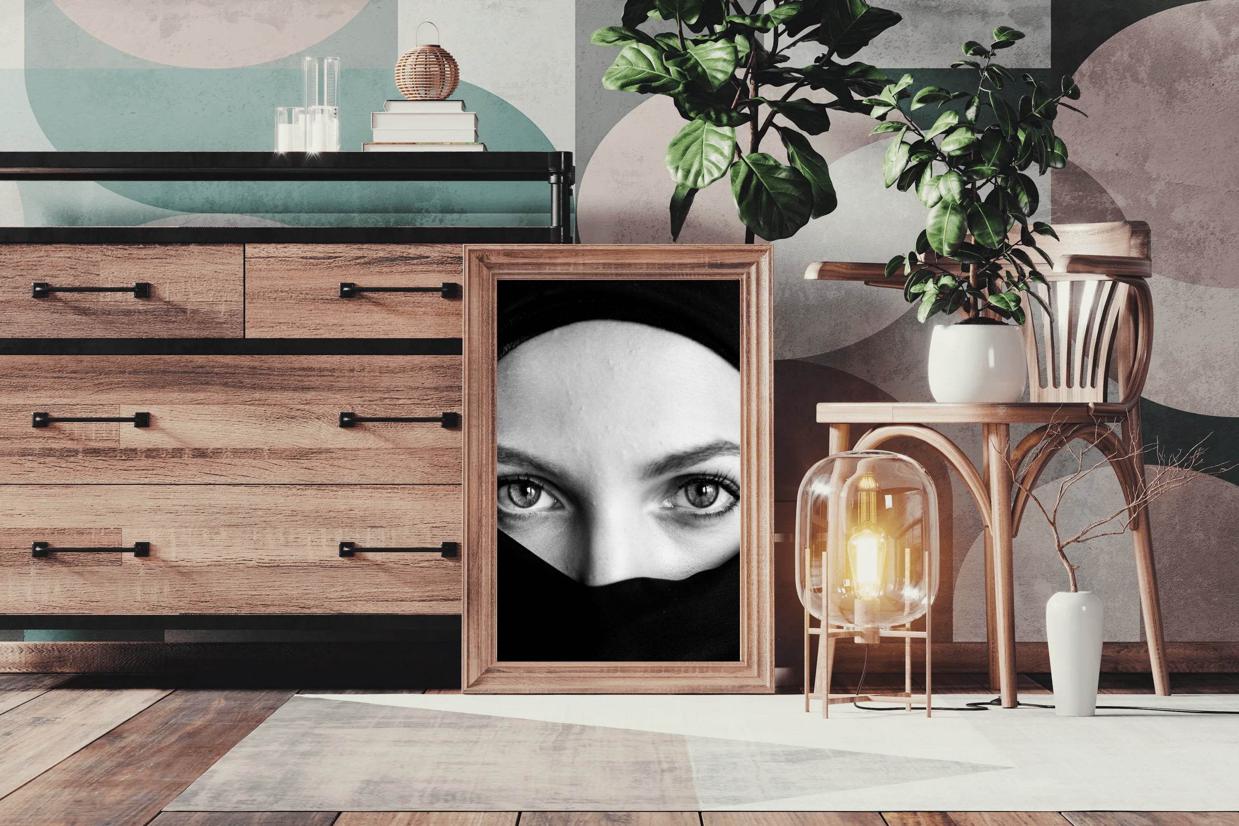 Woman Wearing Burqa Black & White Wall Art - beink online art store