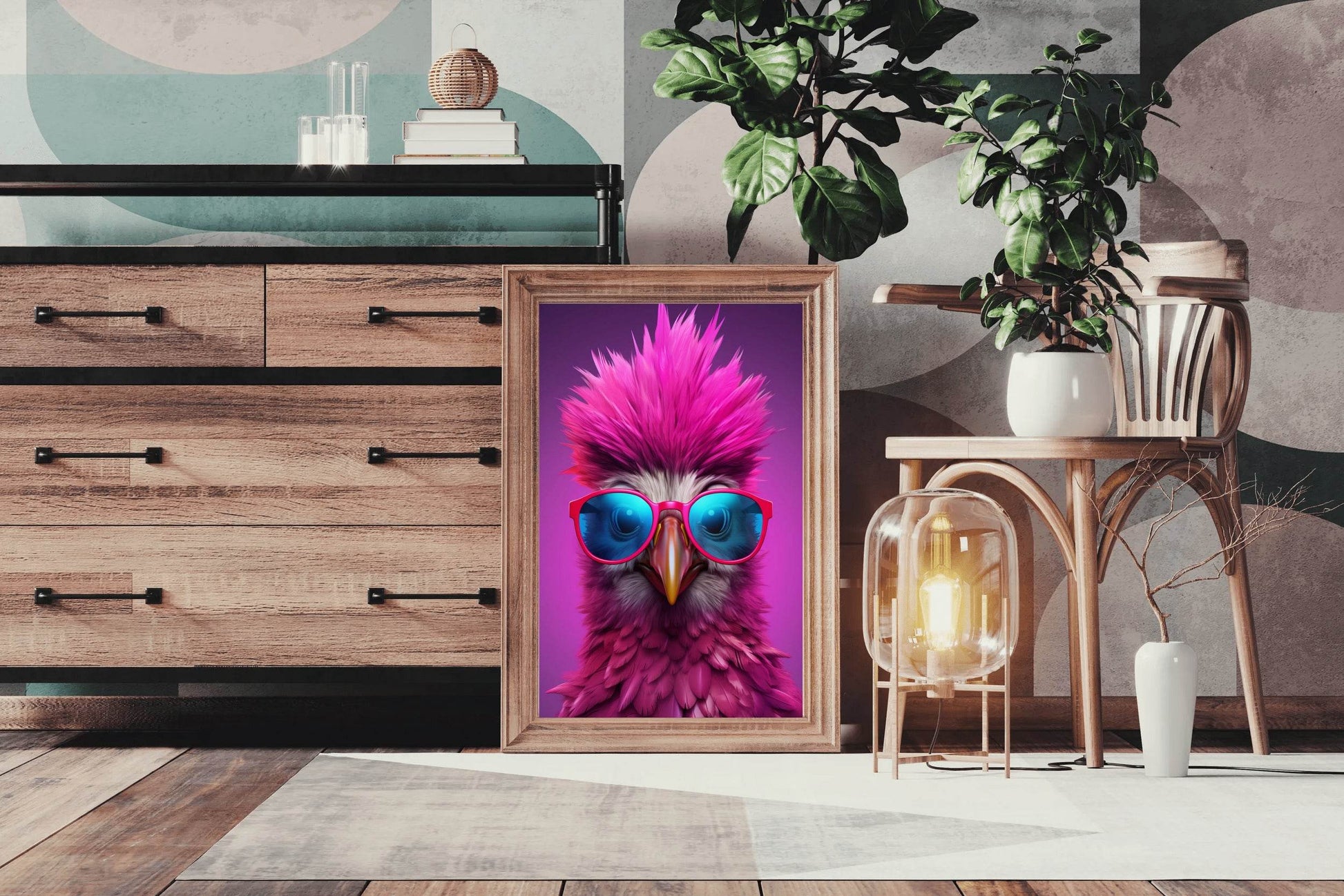 Purple Color Bird Wearing Glasses Wall Art - beink online art store