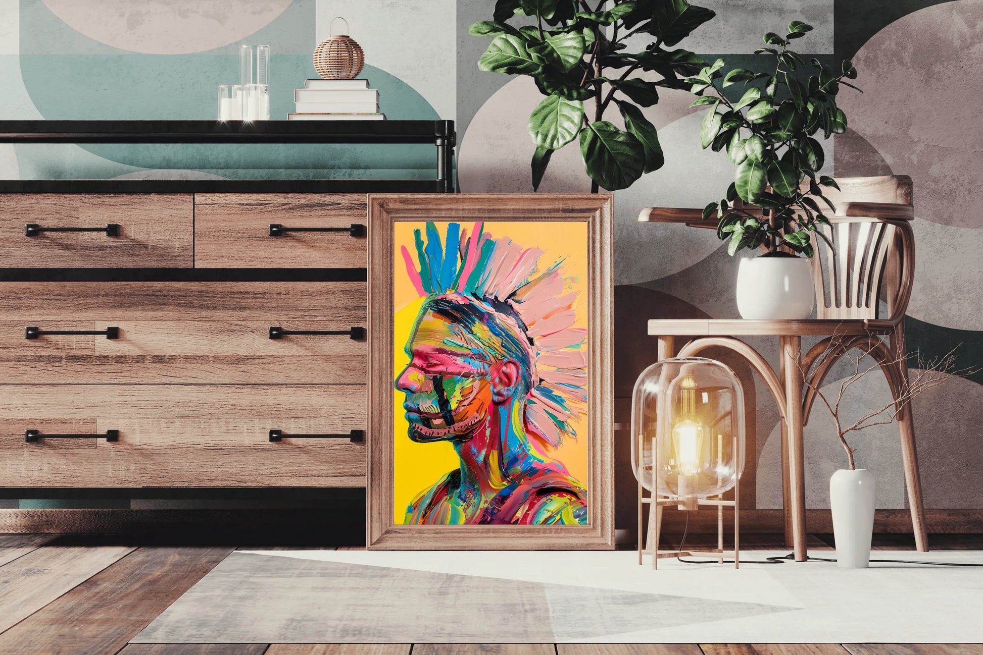 Colorful Portrait of a Punk Wall Art - beink online art store