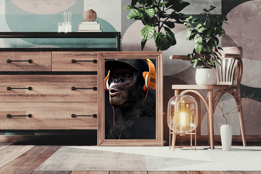 Monkey With Headphones Wall Art - beink online art store