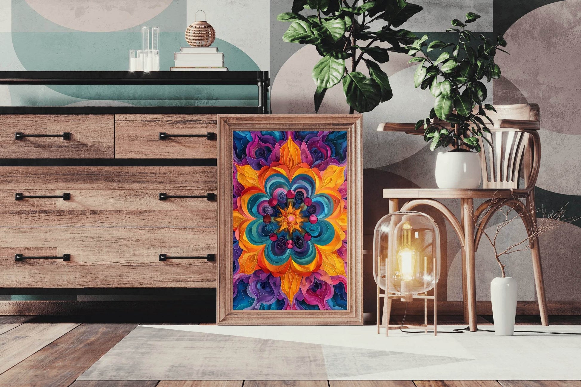 Flower Mandala Pattern Wall Art - beink online art store