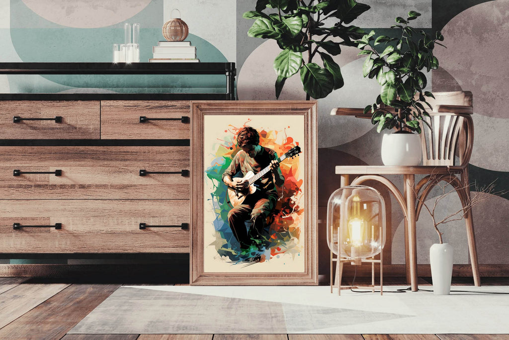Playing Music With Guitar Wall Art - beink online art store