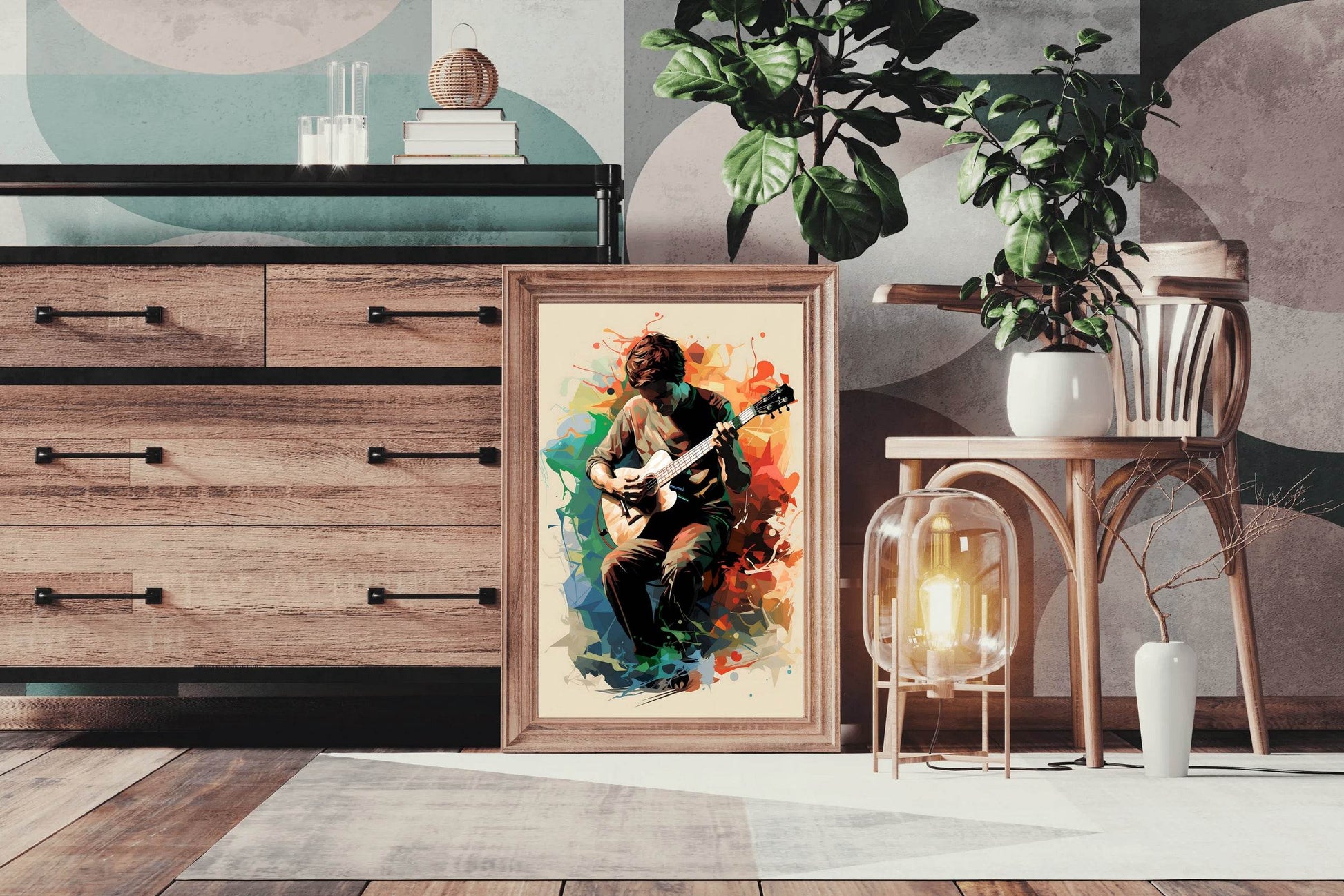 Playing Music With Guitar Wall Art - beink online art store