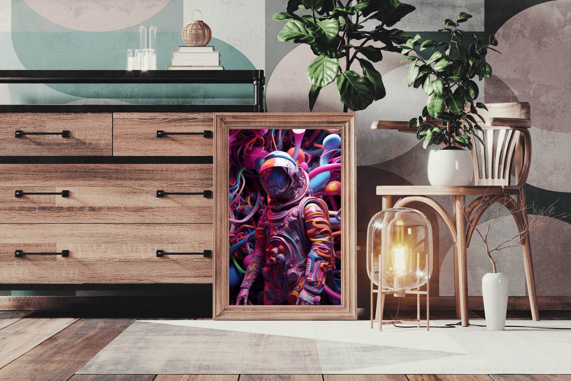 Pink Astronaut fantasy background Wall Art - beink online art store