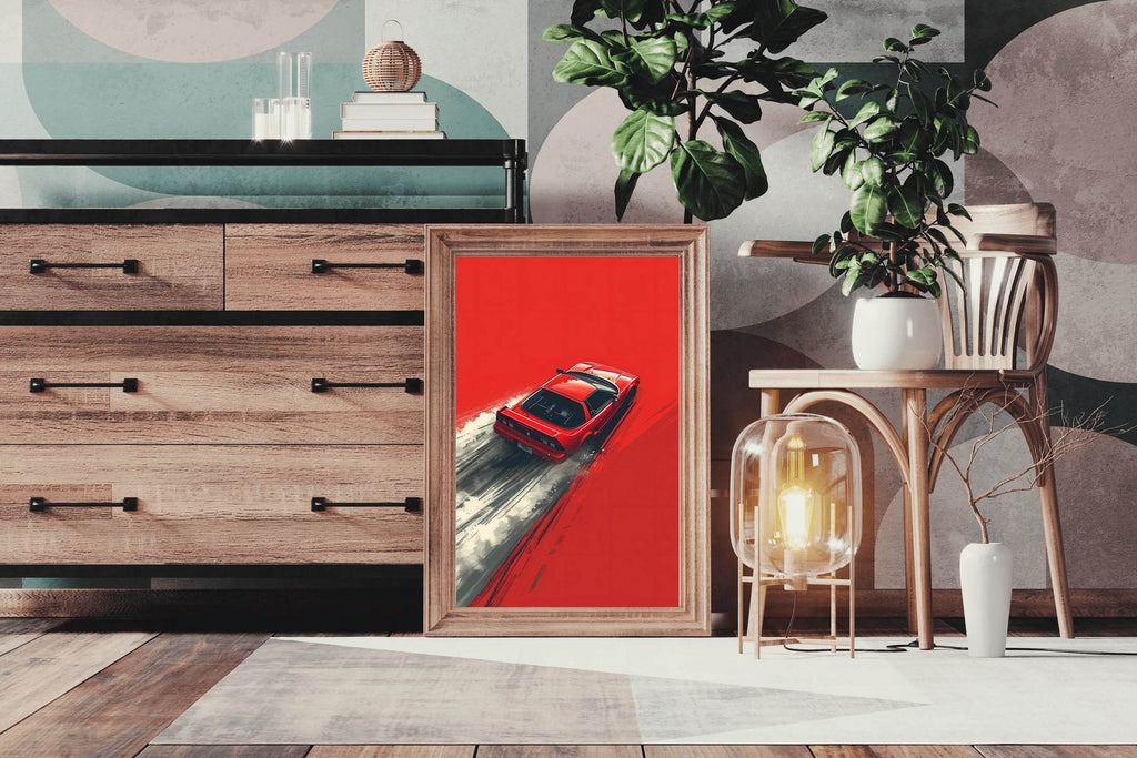 Red Sports Car & Red Background Wall Art - beink online art store