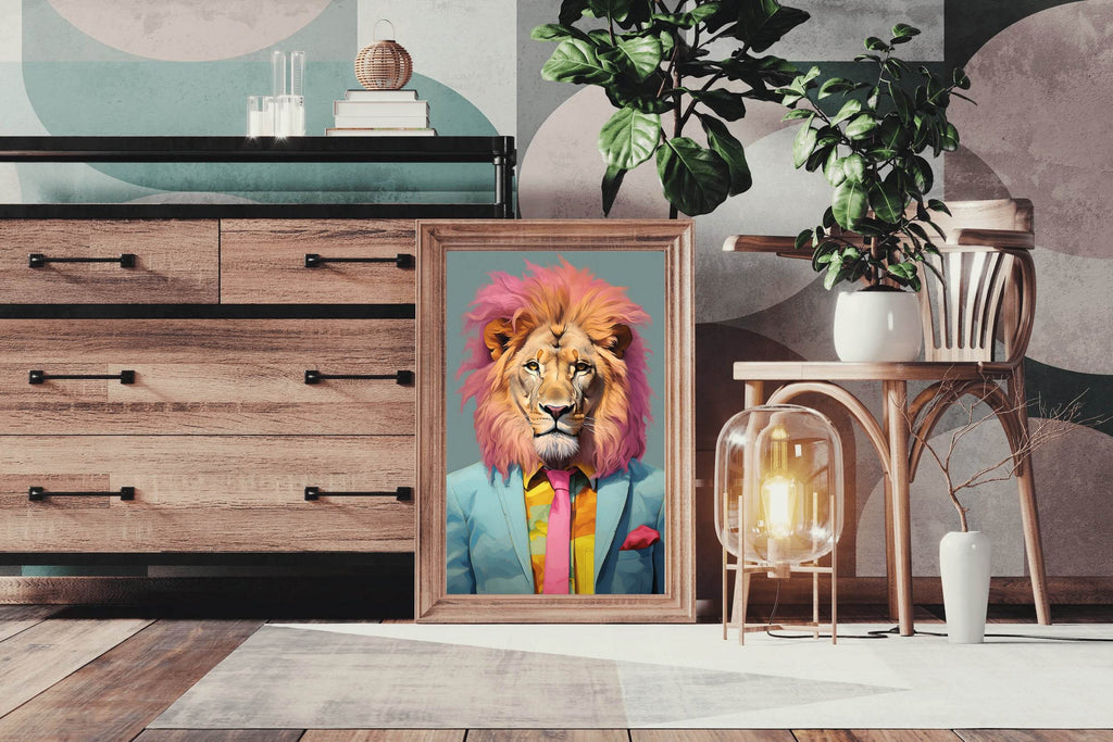 Colorful Painting of Lion Wearning Suit - beink online art store