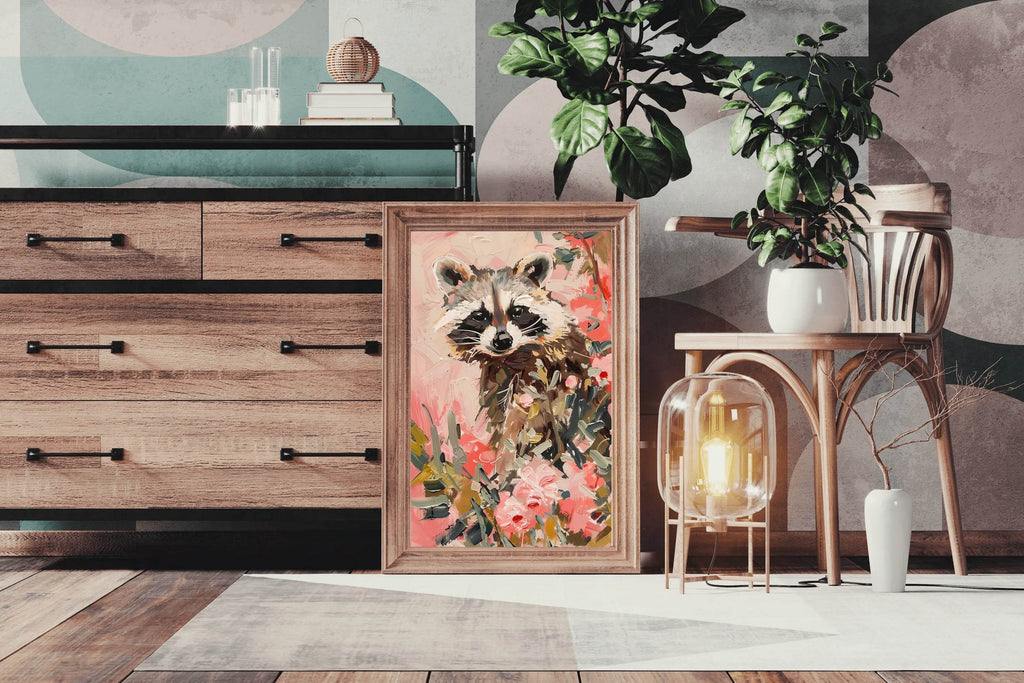 Watercolor Brush Strokes Raccoon Painting - beink online art store