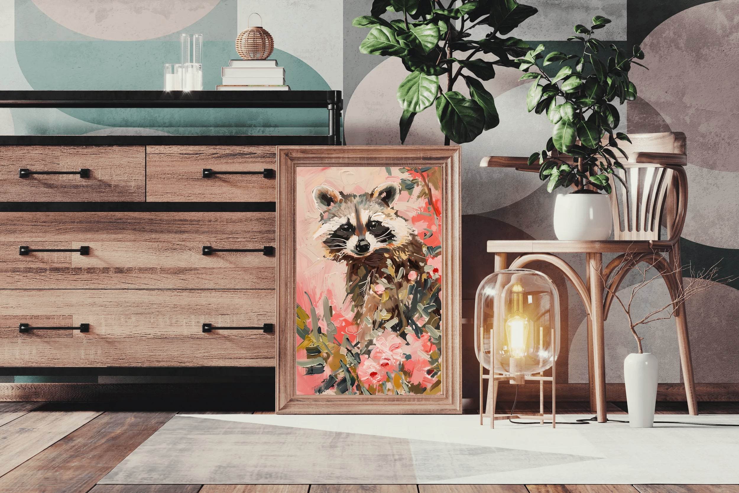 Watercolor Brush Strokes Raccoon Painting - beink online art store