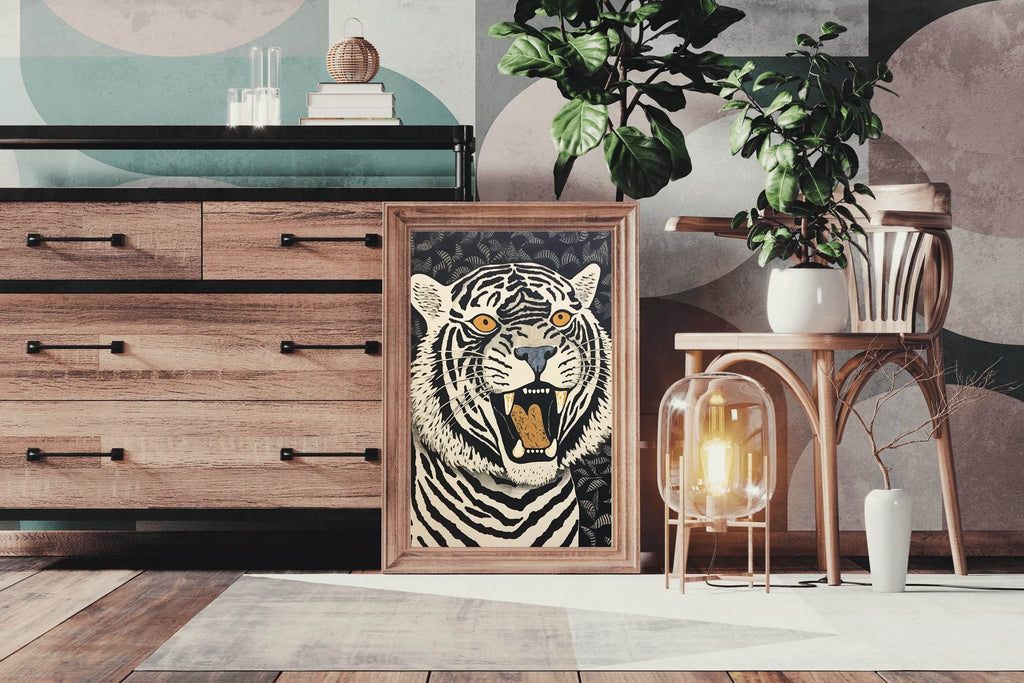 Painting of Tiger Block Print Wall Art - beink online art store