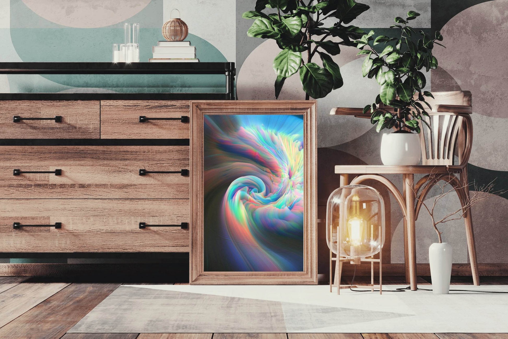 Colorful Ring Wallpaper Abstract Wall Art - beink online art store