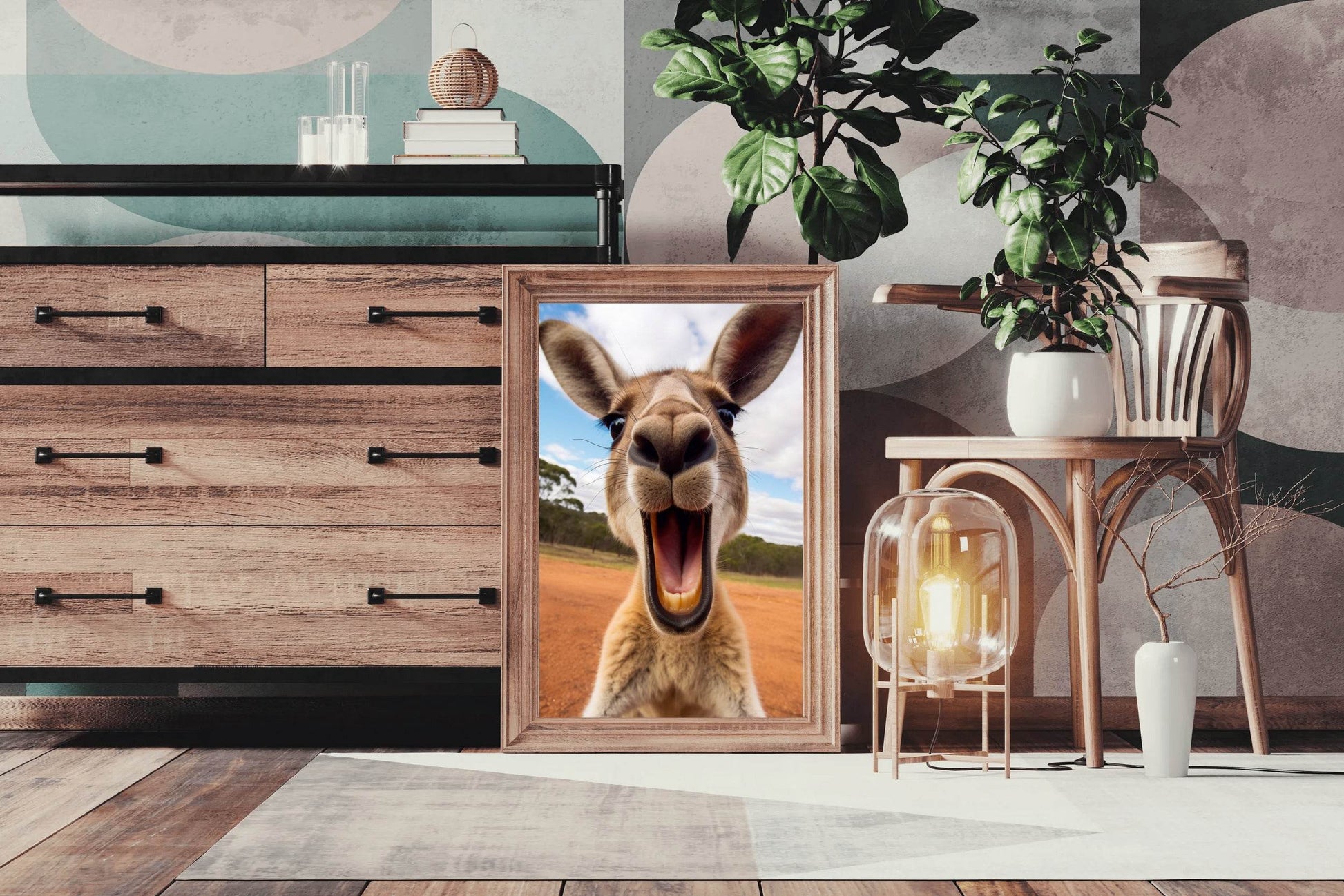 Funny Red Kangaroo Face Wall Art - beink online art store