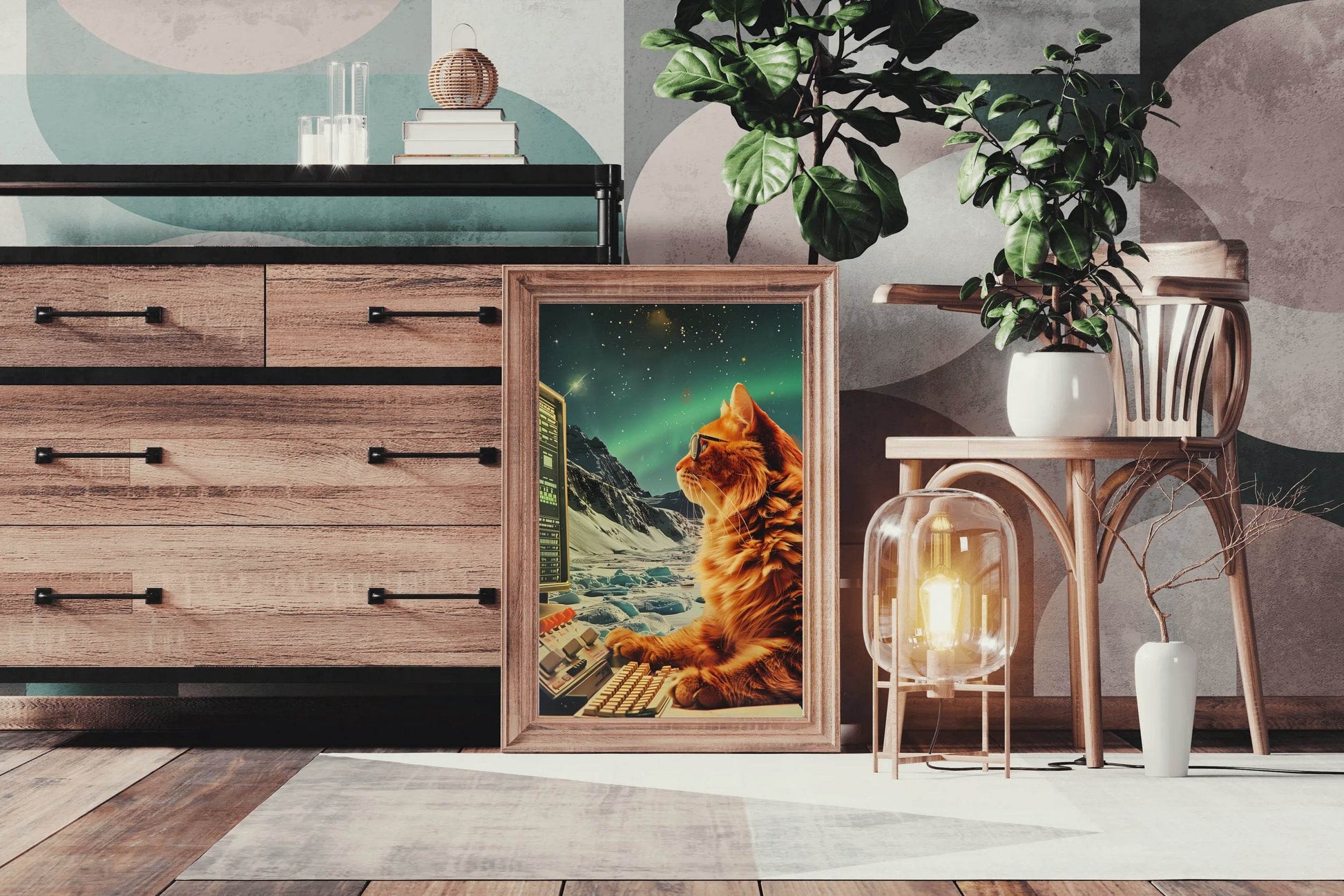A Cat Watching The Computer Wall Art - beink online art store