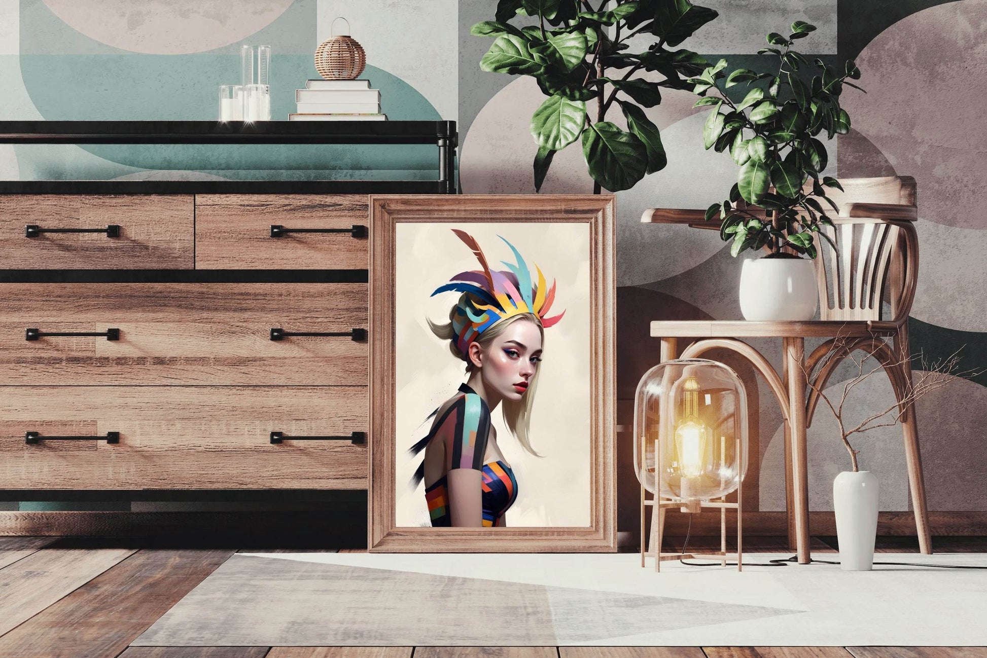 Girl with Colorful dress Wall Art - beink online art store