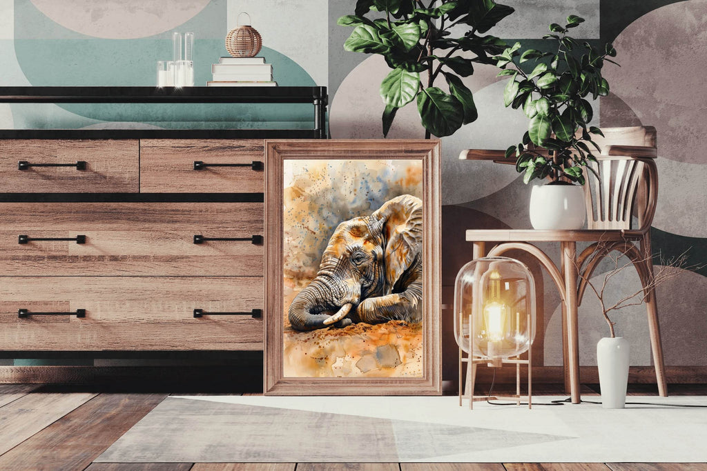 Watercolor Elephant Illustration Wall Art - beink online art store