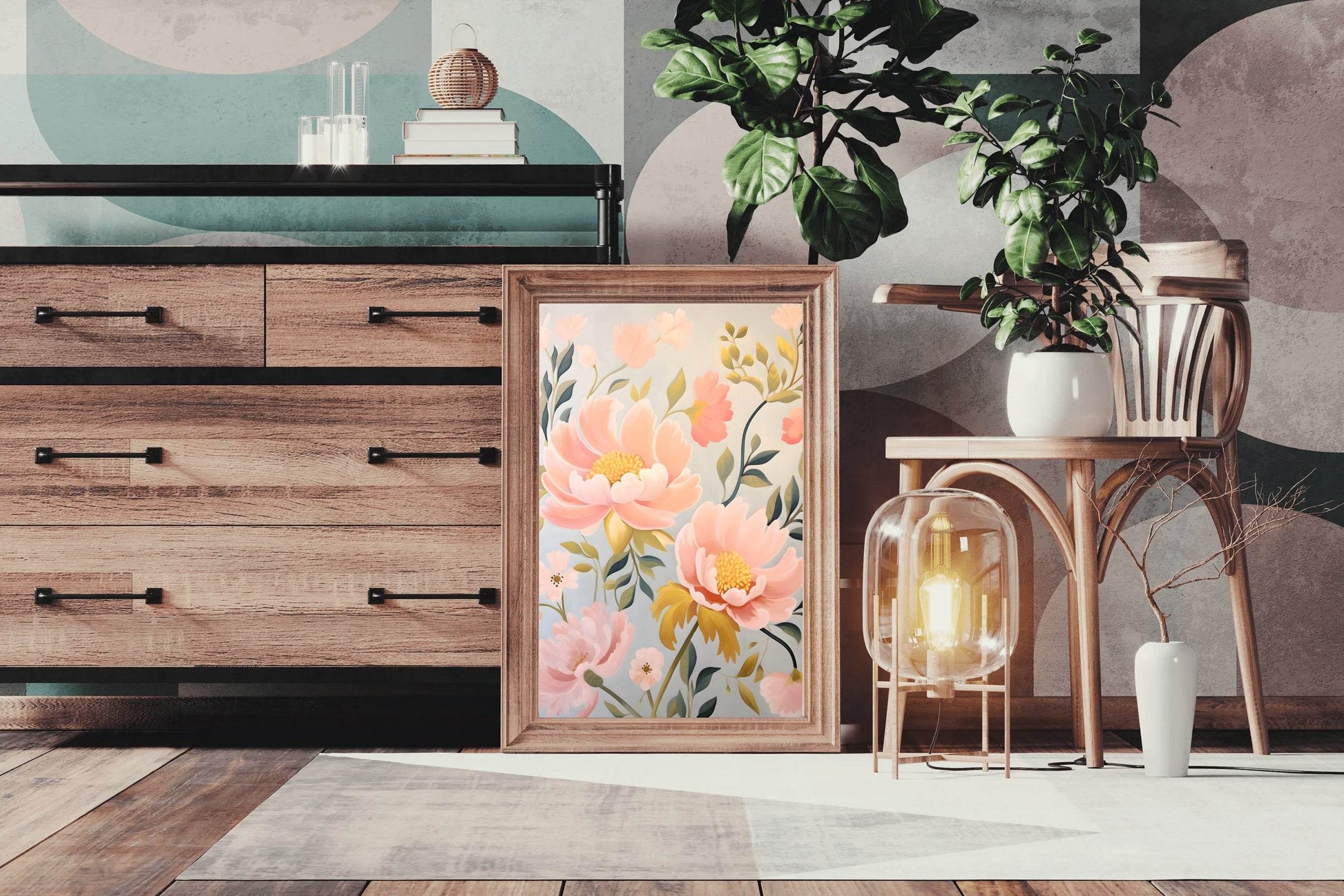 Pastel Painting Of Pink Flowers - beink online art store