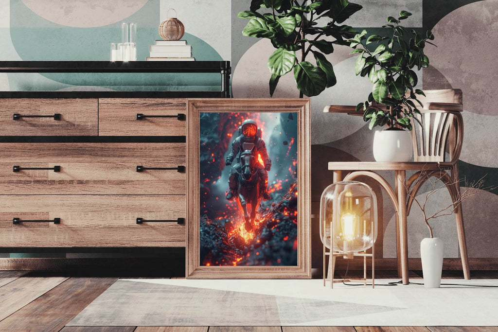 astronaut in suit riding horse Wall Art - beink online art store
