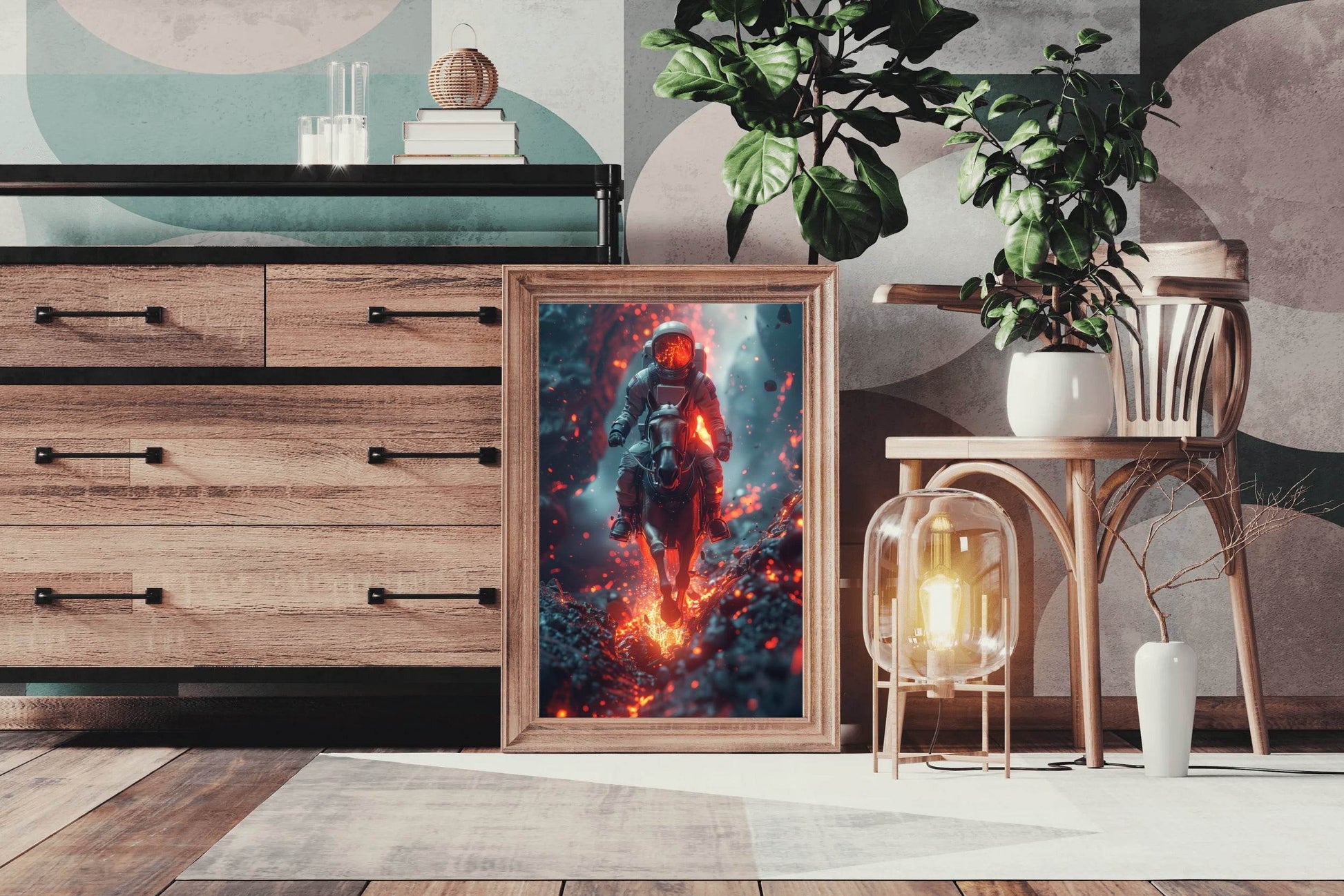 astronaut in suit riding horse Wall Art - beink online art store