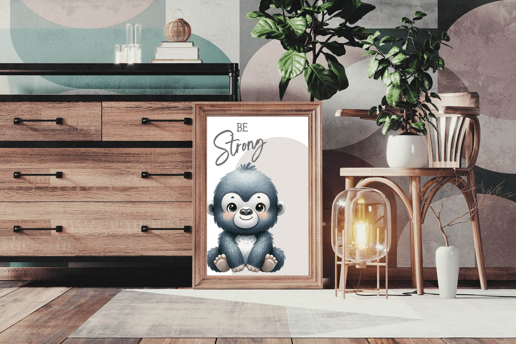 Watercolor Illustration of a Cute Baby Monkey - beink online art store