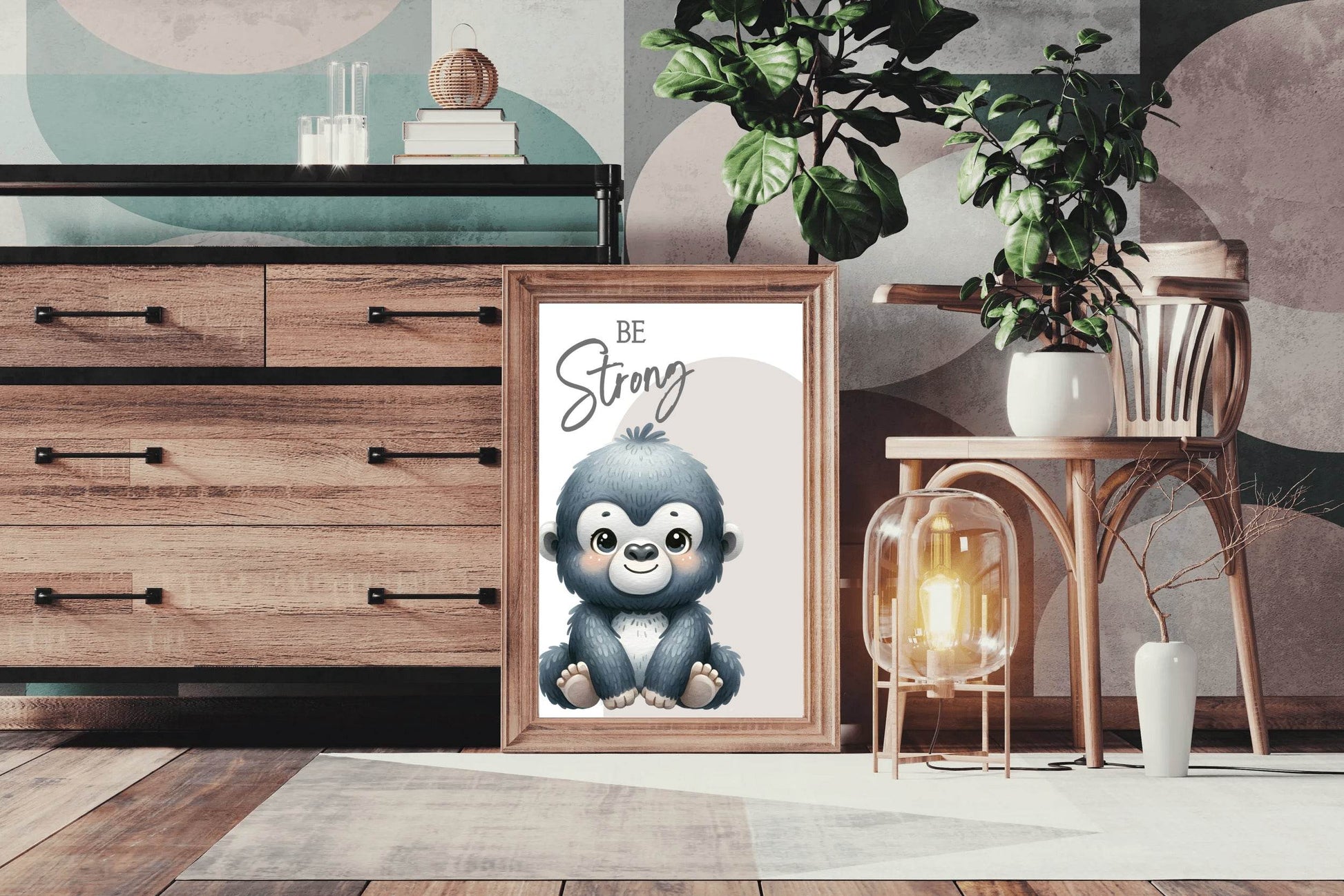 Watercolor Illustration of a Cute Baby Monkey - beink online art store
