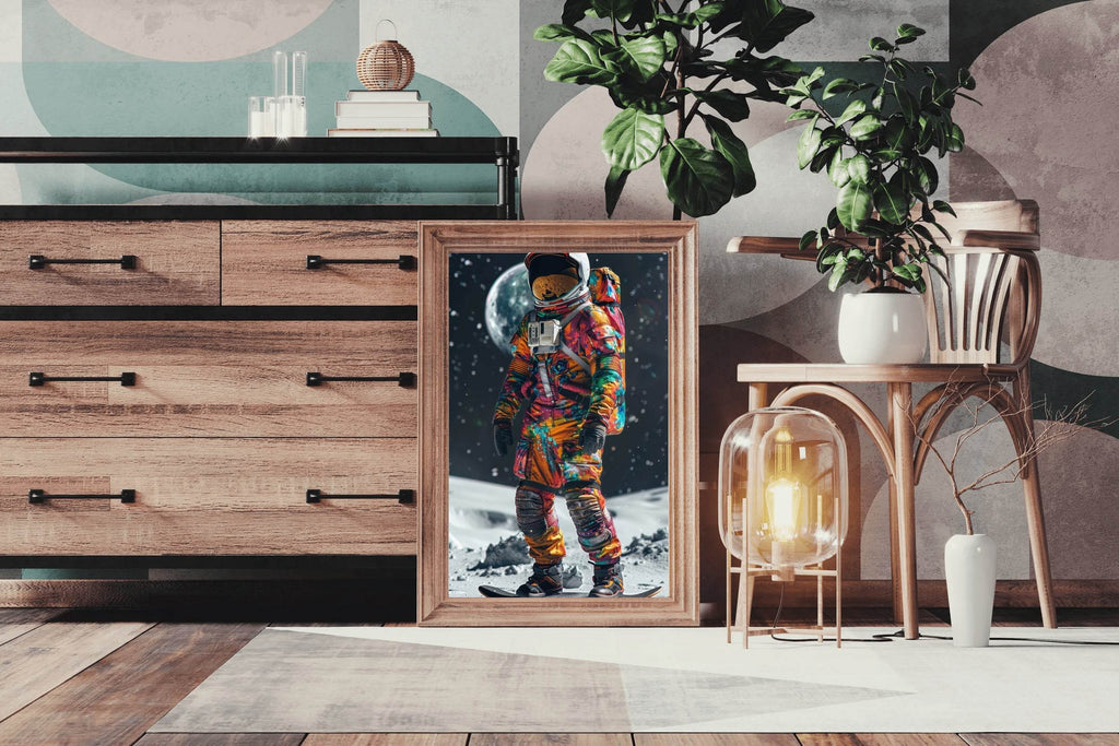 Astronaut colorful suit on moon Wall Art - beink online art store