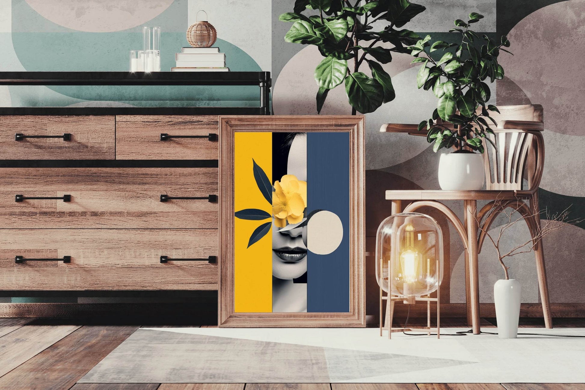 Modern Lady With Flower Abstract Wall Art - beink online art store