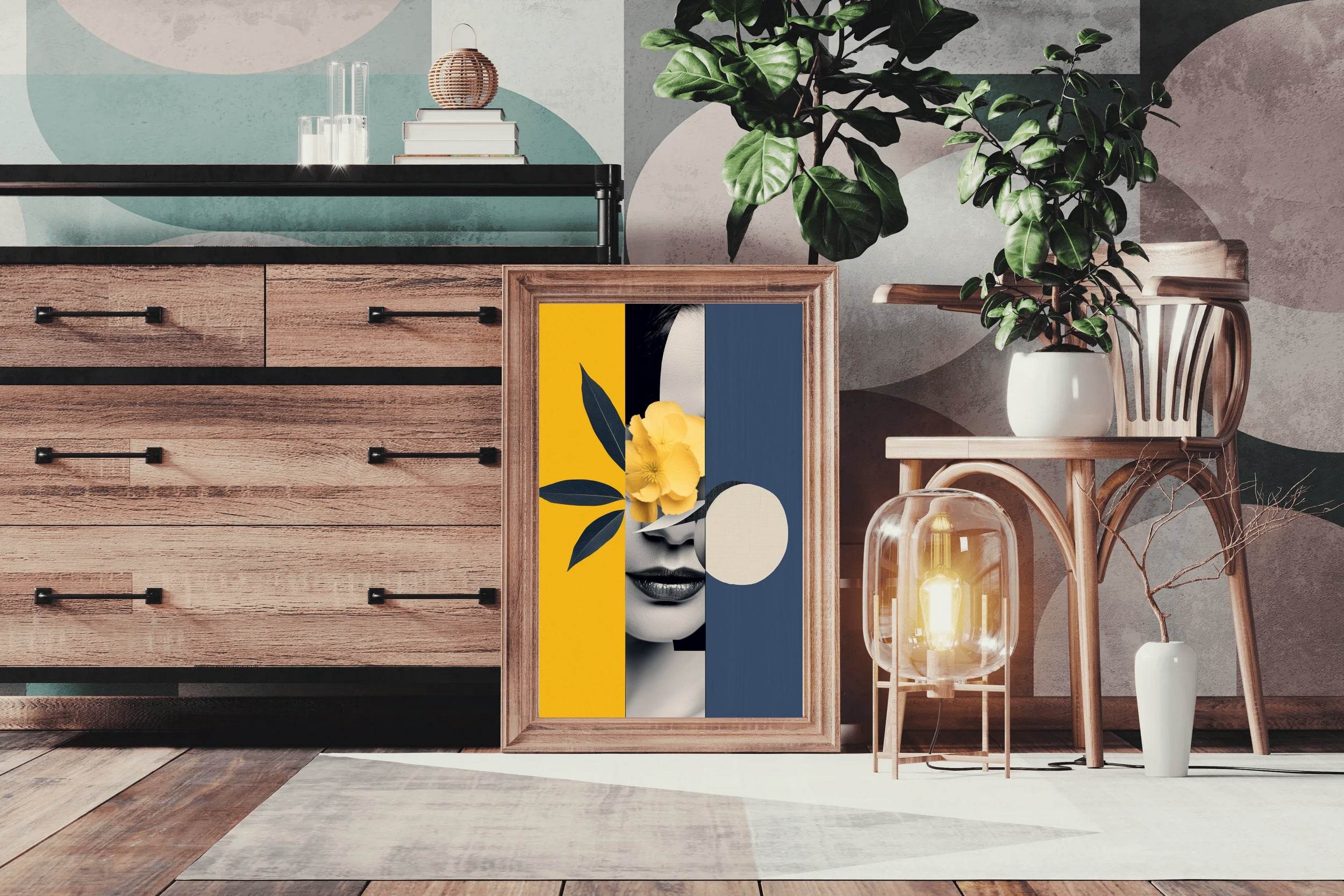 Modern Lady With Flower Abstract Wall Art - beink online art store