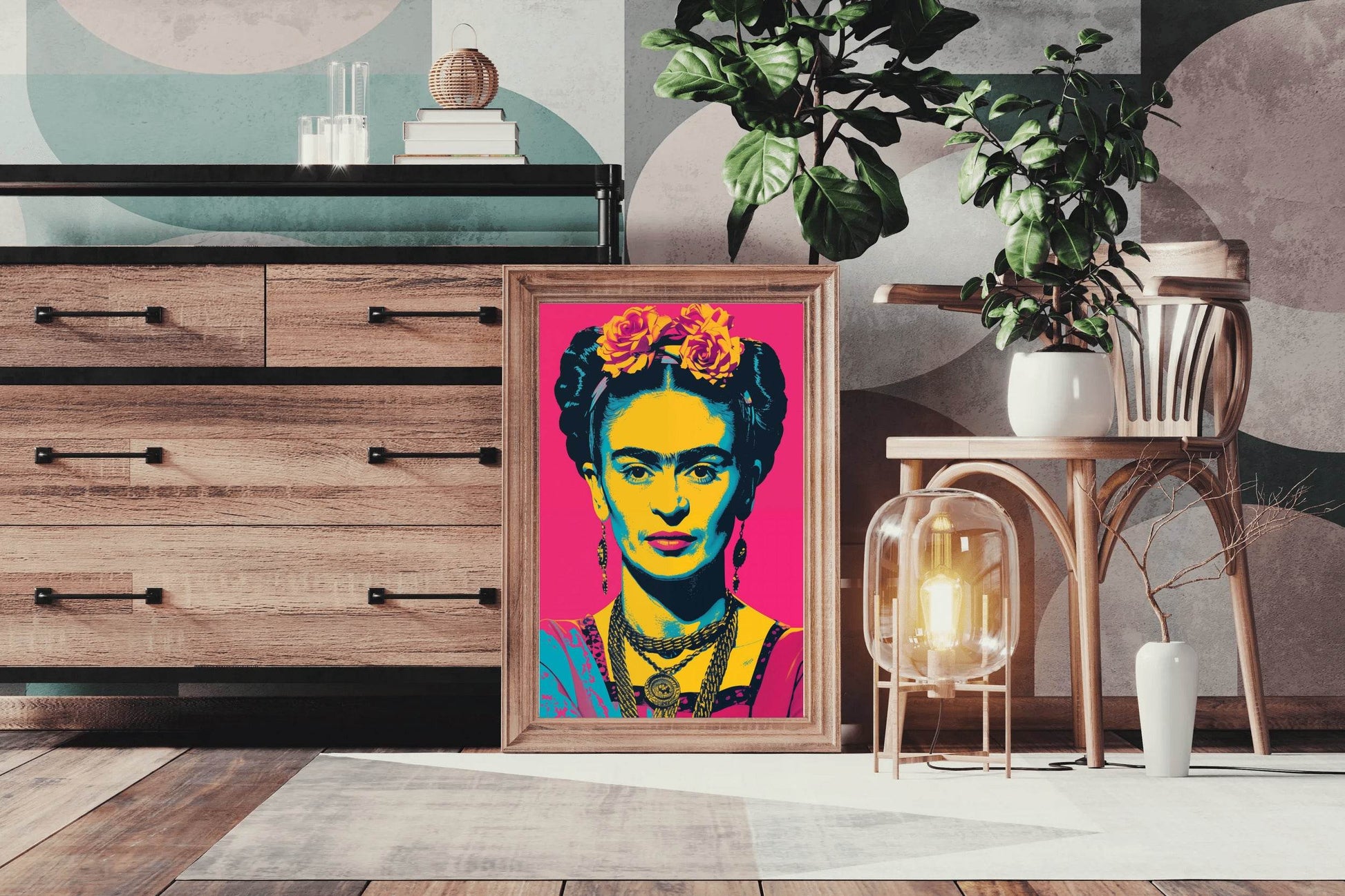 Frida Kahlo Pink Pop Art Wall Art - beink online art store