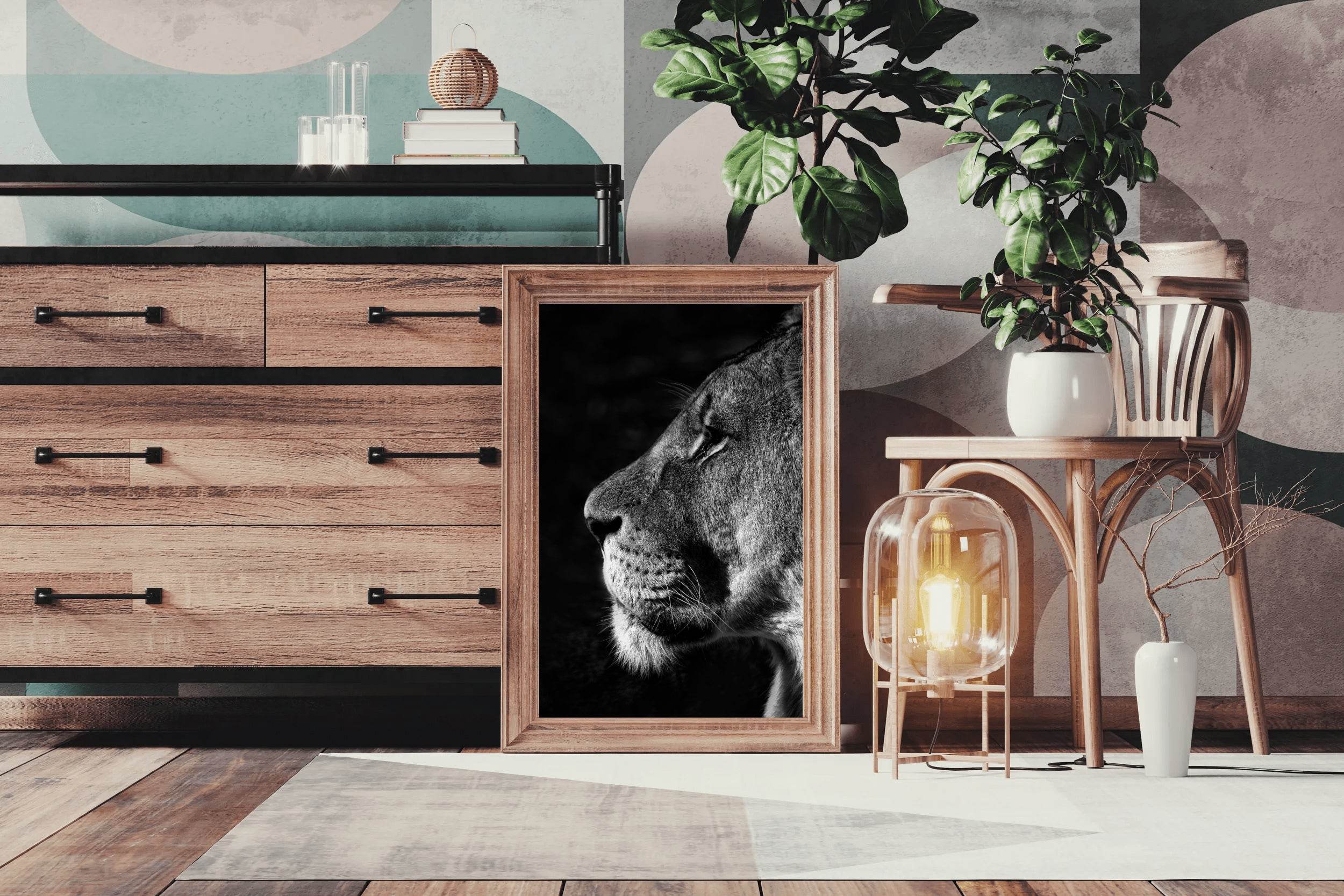Barbary Lion Black & White Wall Art - beink online art store