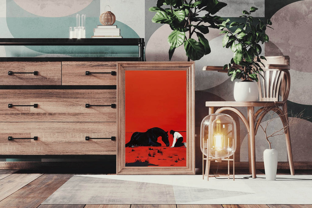 Black Horse Sitting Wall Art - beink online art store