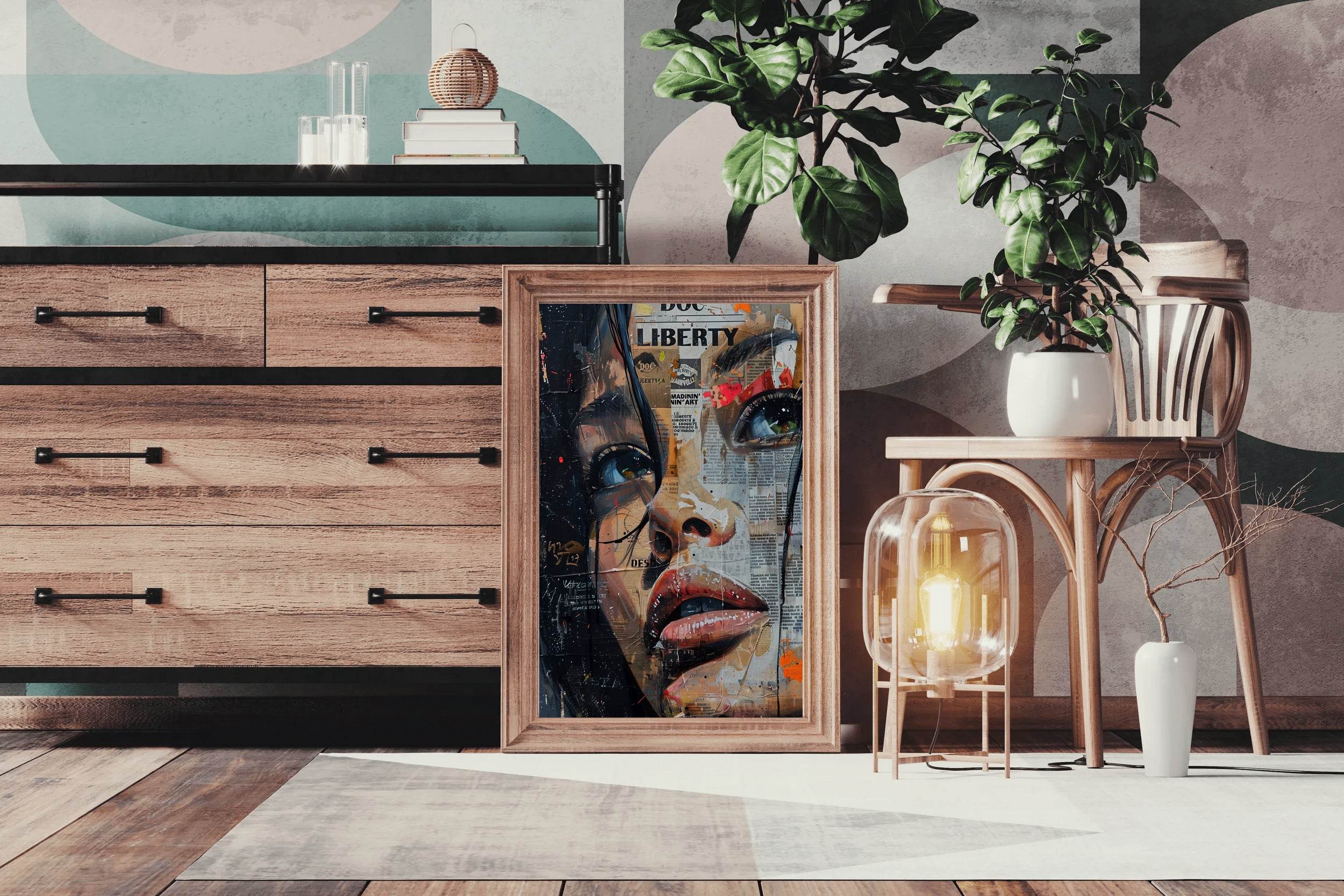Collage of a Woman in Newspaper Wall Art - beink online art store