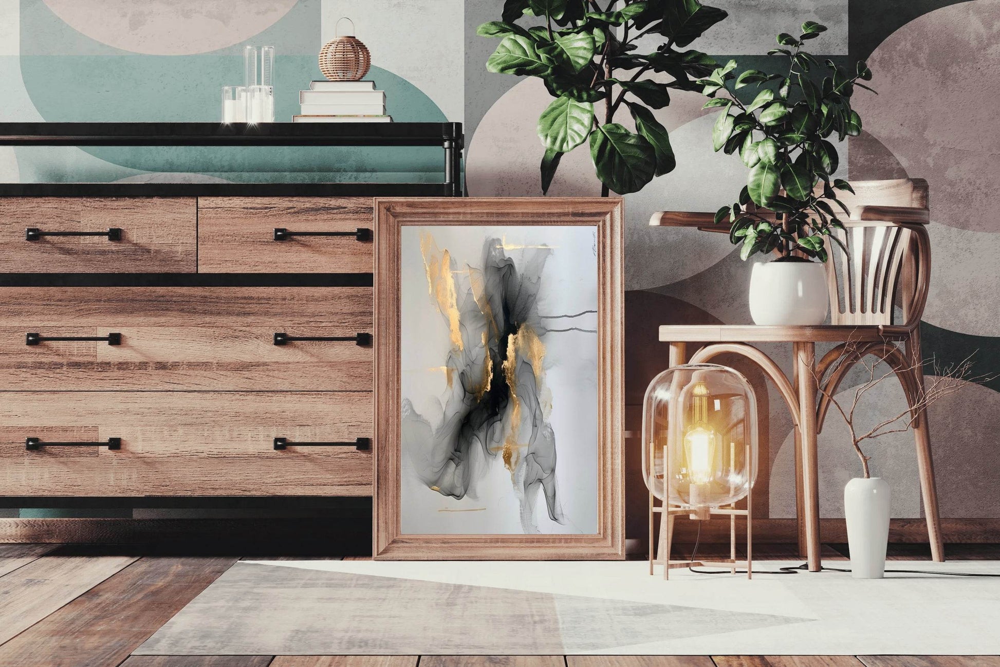 Black Marble With Golden Lines Wall Art - beink online art store