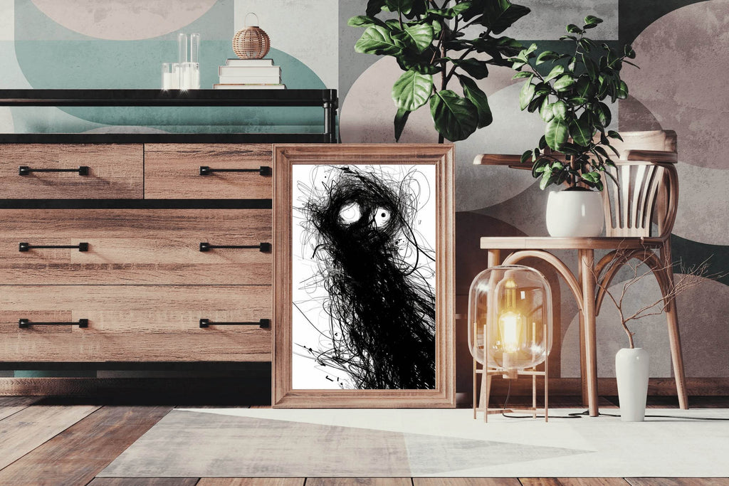 Tangled Nightmare- Black Sketch Shape Wall Art - beink online art store