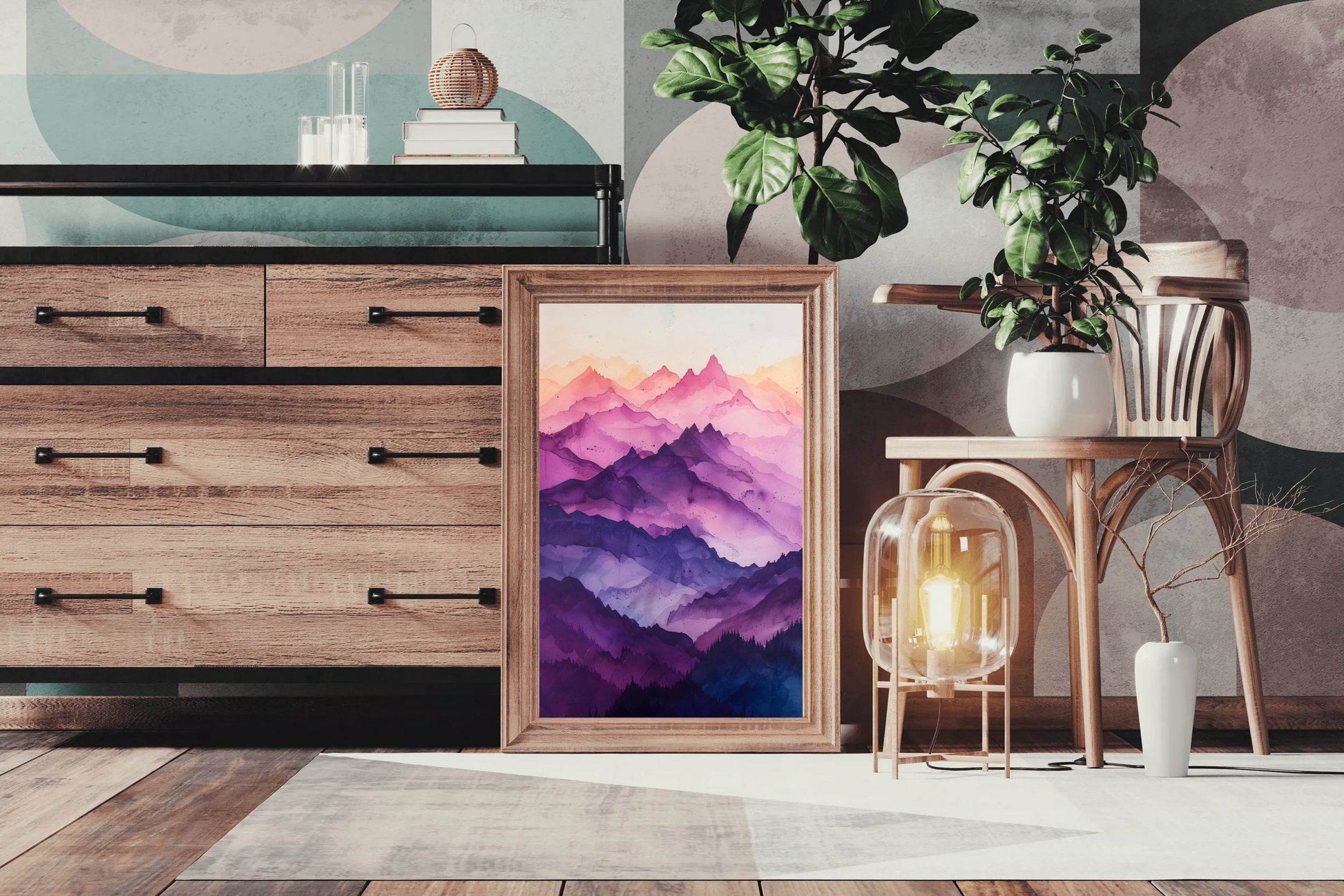 Colorfull Watercolor Mountain Wall Art - beink online art store