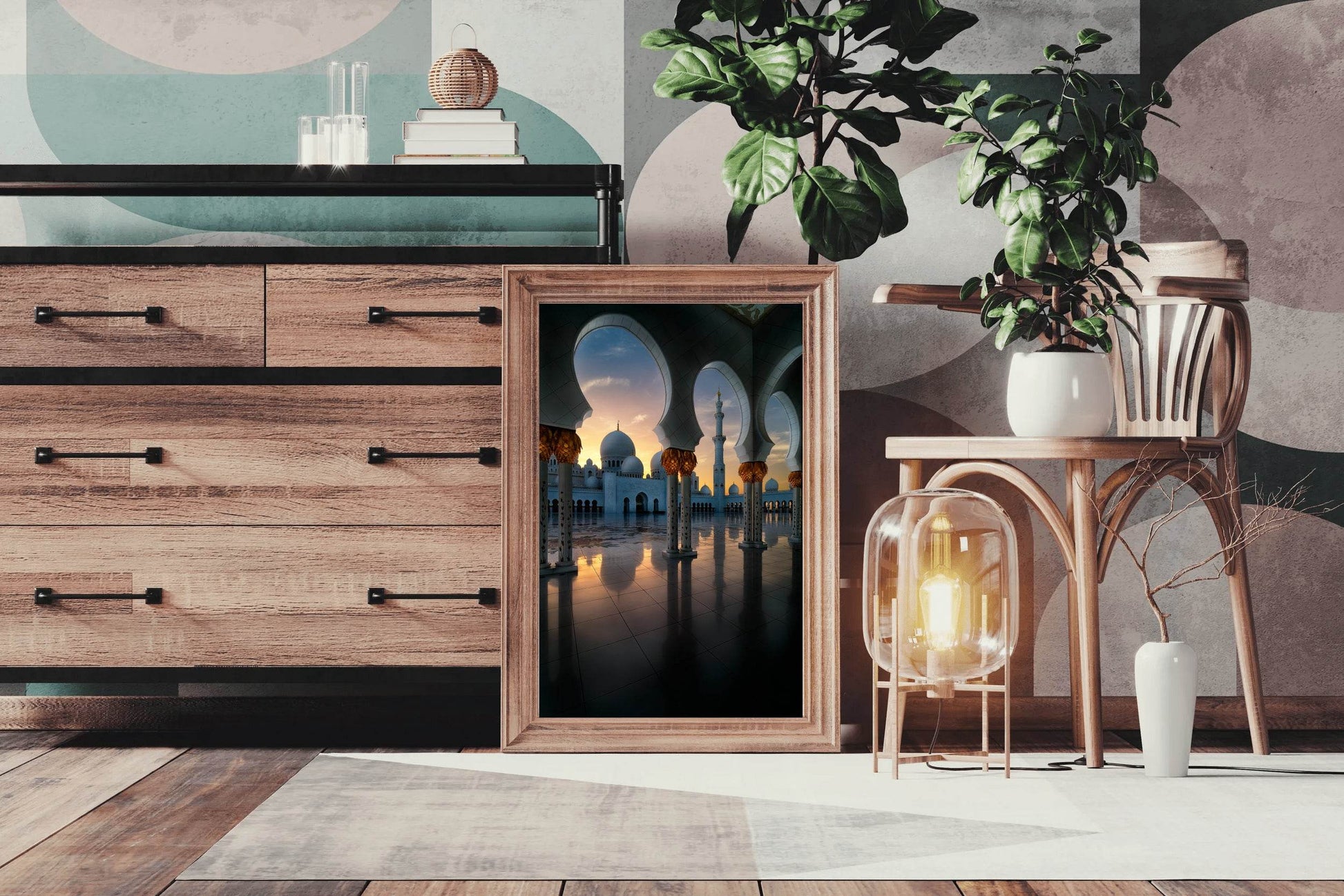 Gold Dusk at the Grand Mosque Wall Art - beink online art store