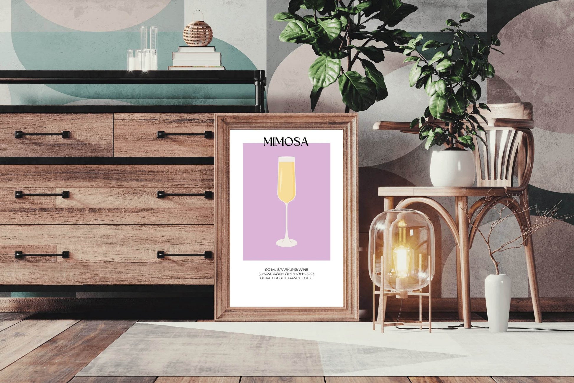 Mimosa Sparkling Wine Wall Art - beink online art store