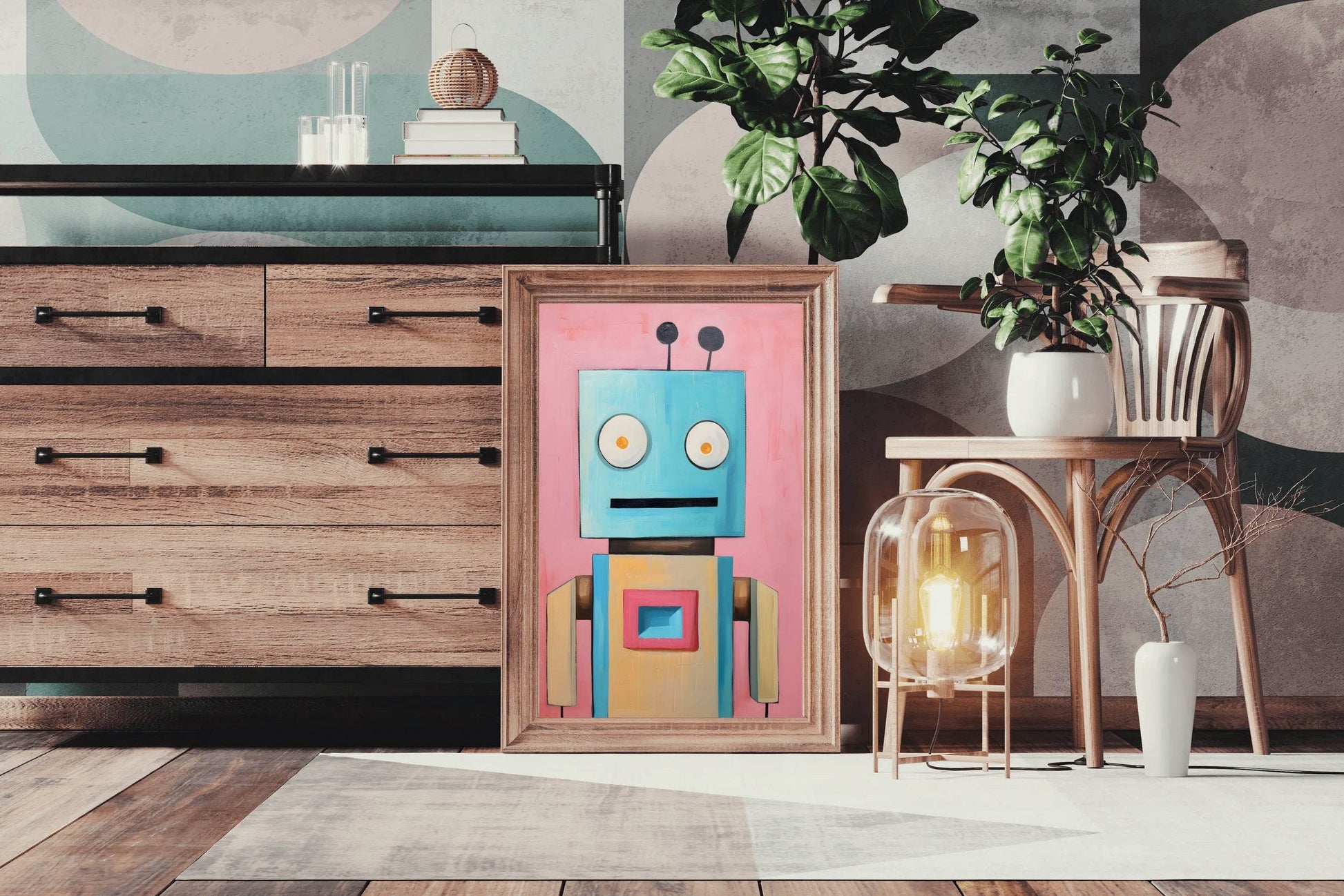 Paper Drawing of a Robot With Annoying Eyes - beink online art store