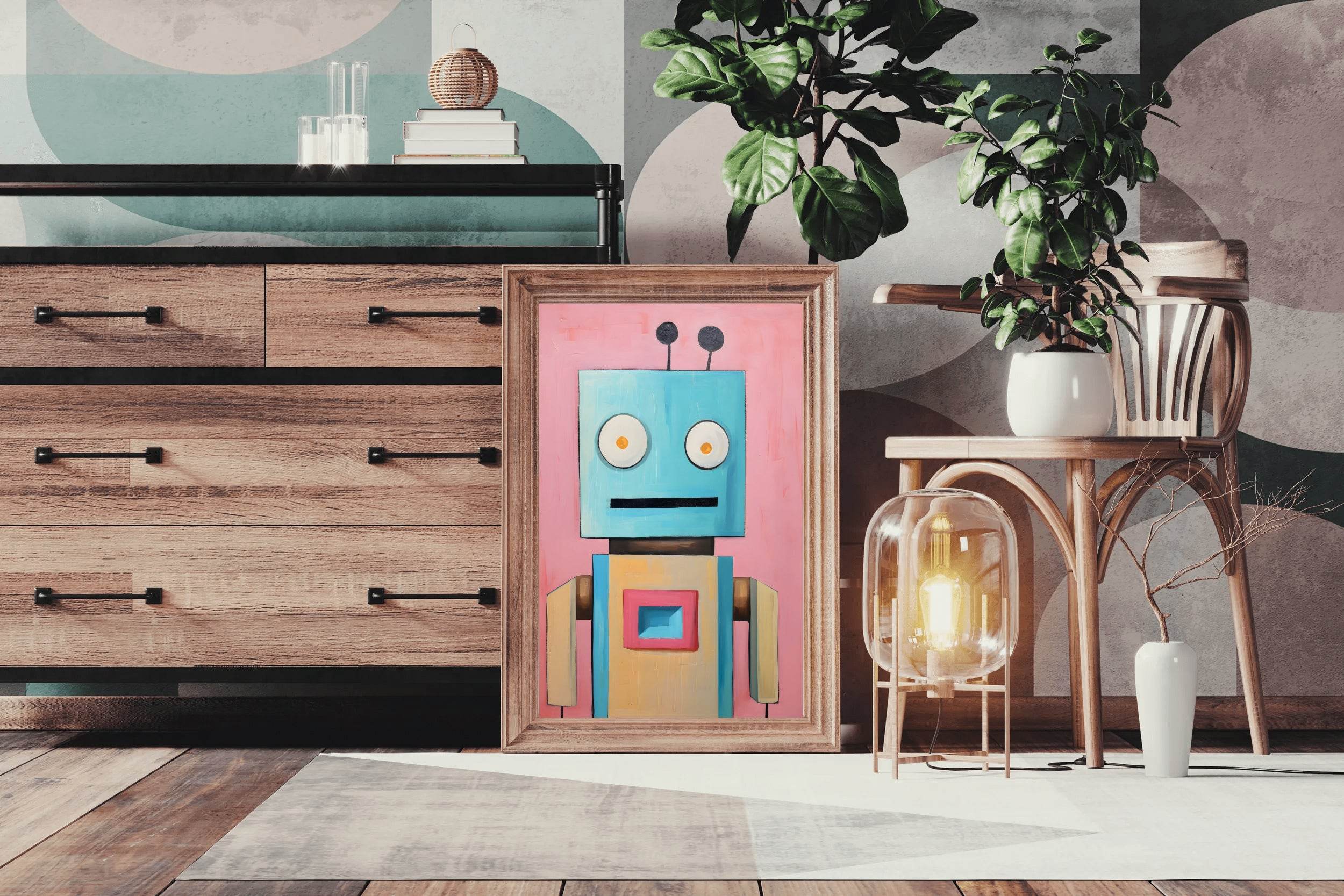 Paper Drawing of a Robot With Annoying Eyes - beink online art store