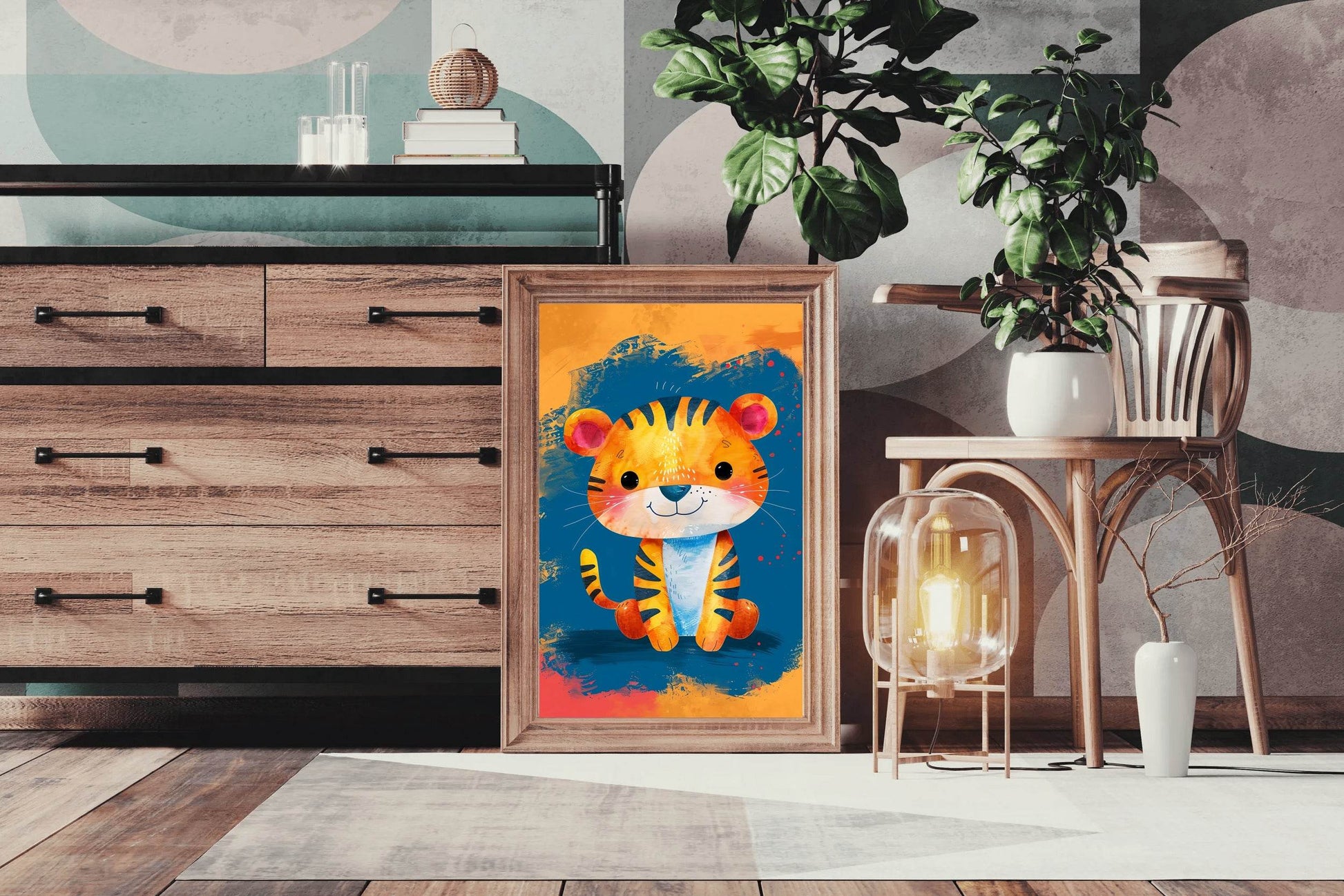 Cute Watercolor Baby Tiger Cartoon Painting - beink online art store