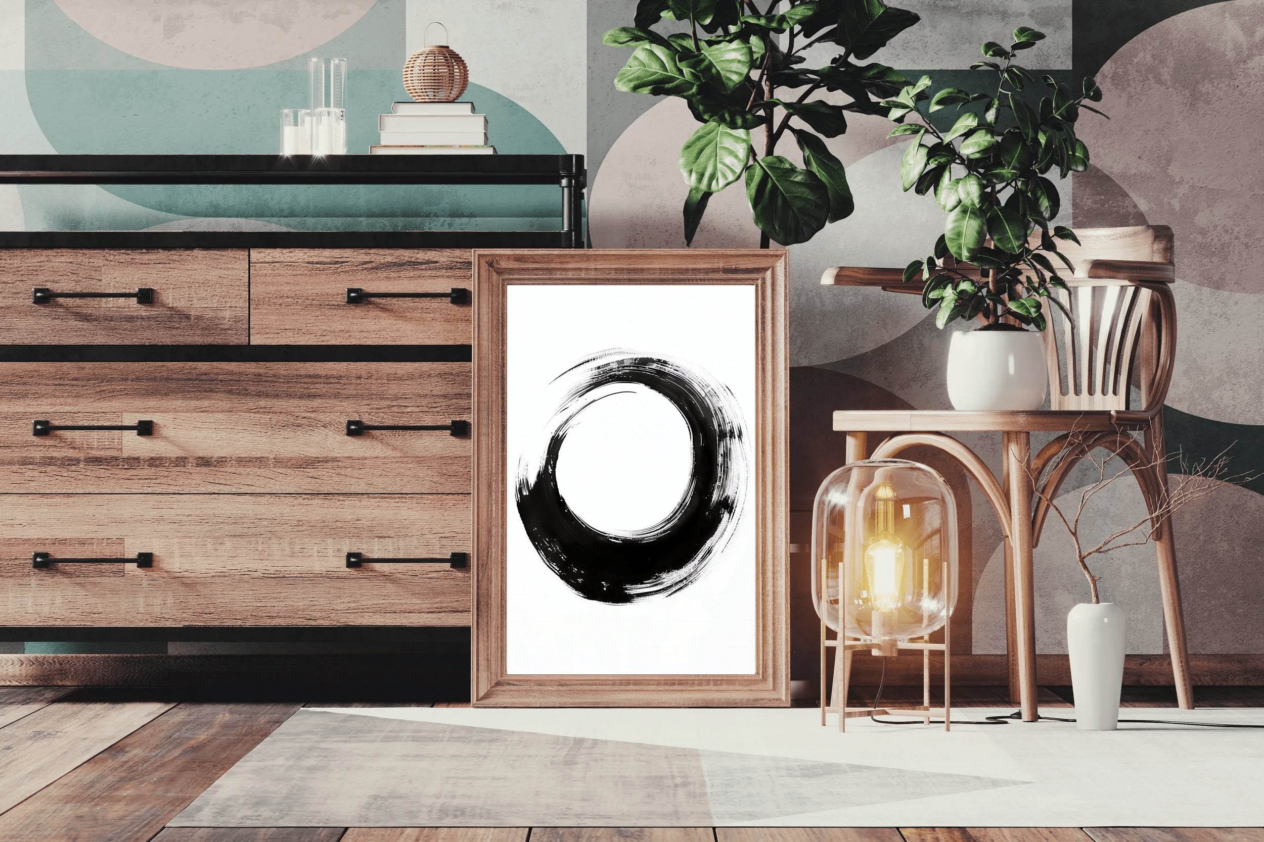 Black Inked Circle Modern Wall Art - beink online art store