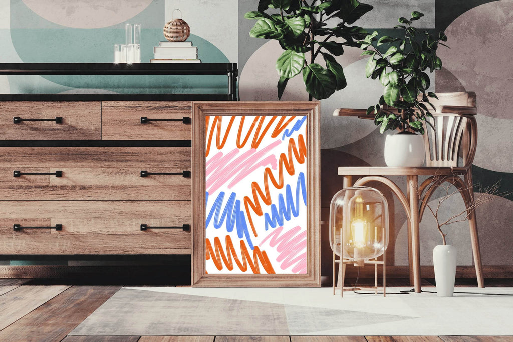 Colorful Lines on White Background Wall Art - beink online art store