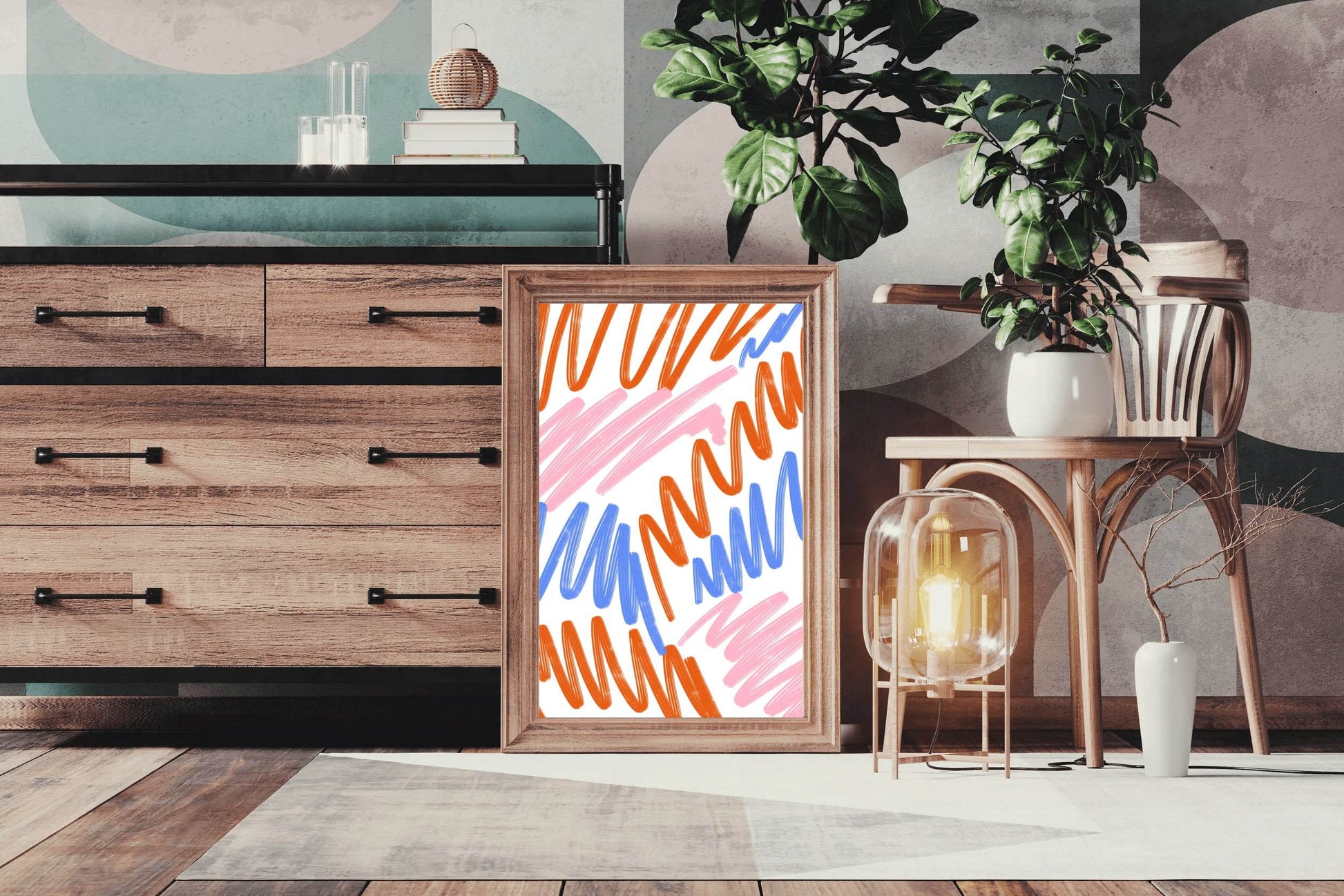 Colorful Lines on White Background Wall Art - beink online art store