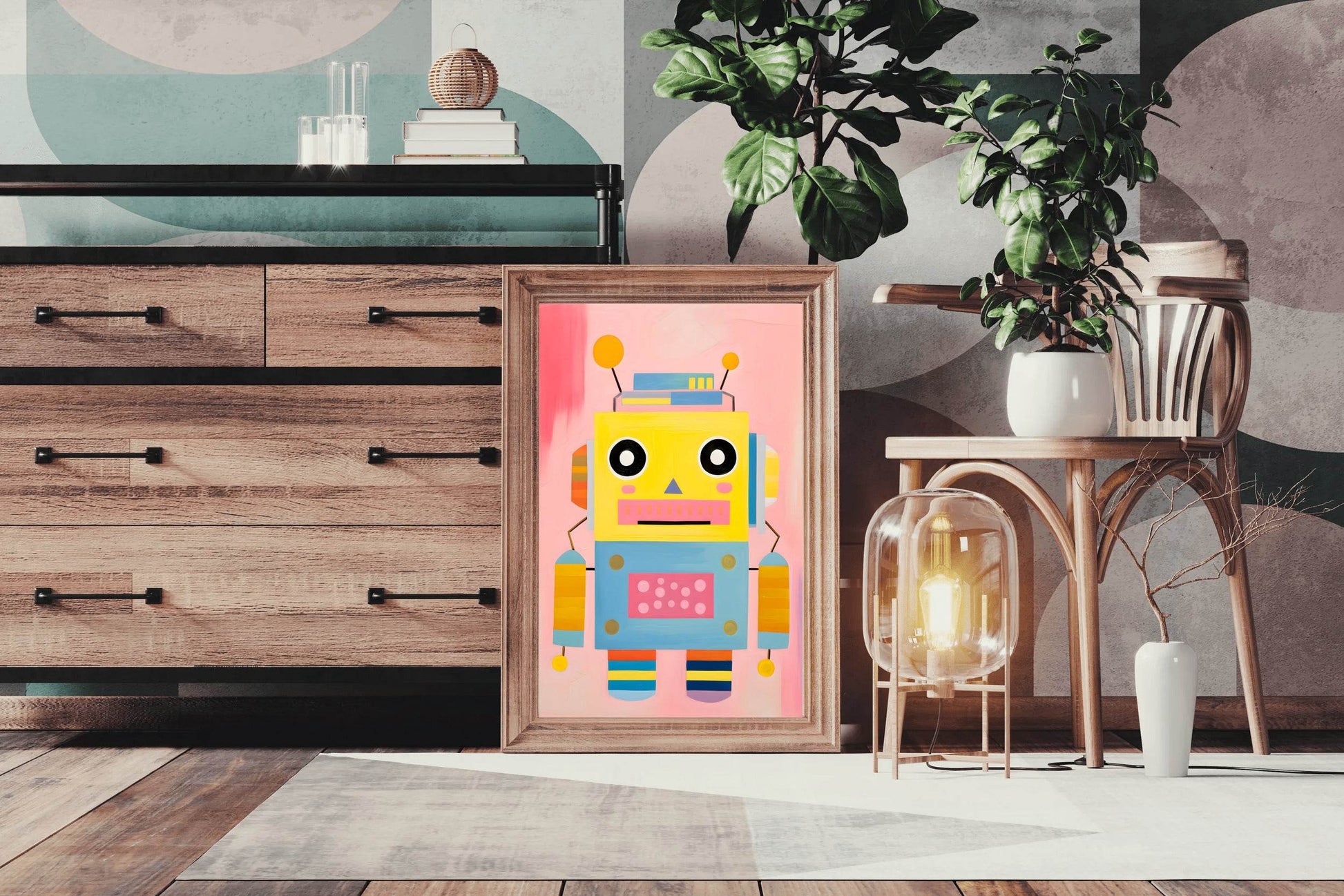 Cartoon Robot Illustration Wall Art - beink online art store
