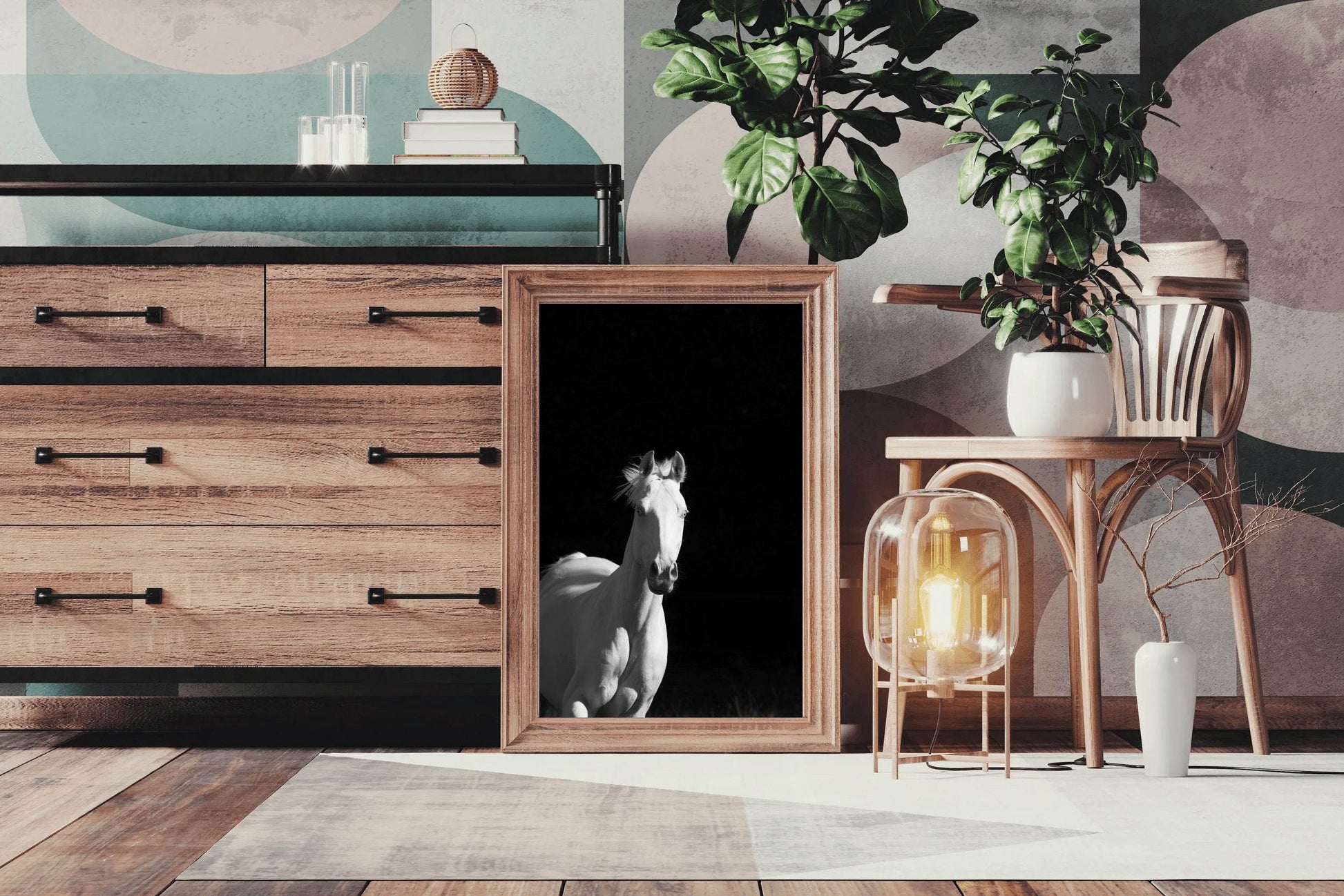 Camarillo White Horse Black & White Wall Art - beink online art store